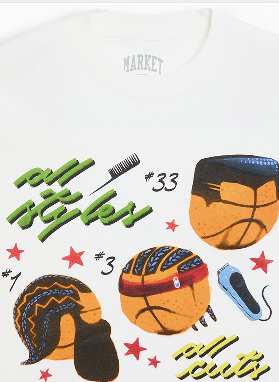 Market Market Studios Classic Cuts Tee White Graphic Print Mens Size US S / EU 44-46 / 1 - 2 Thumbnail