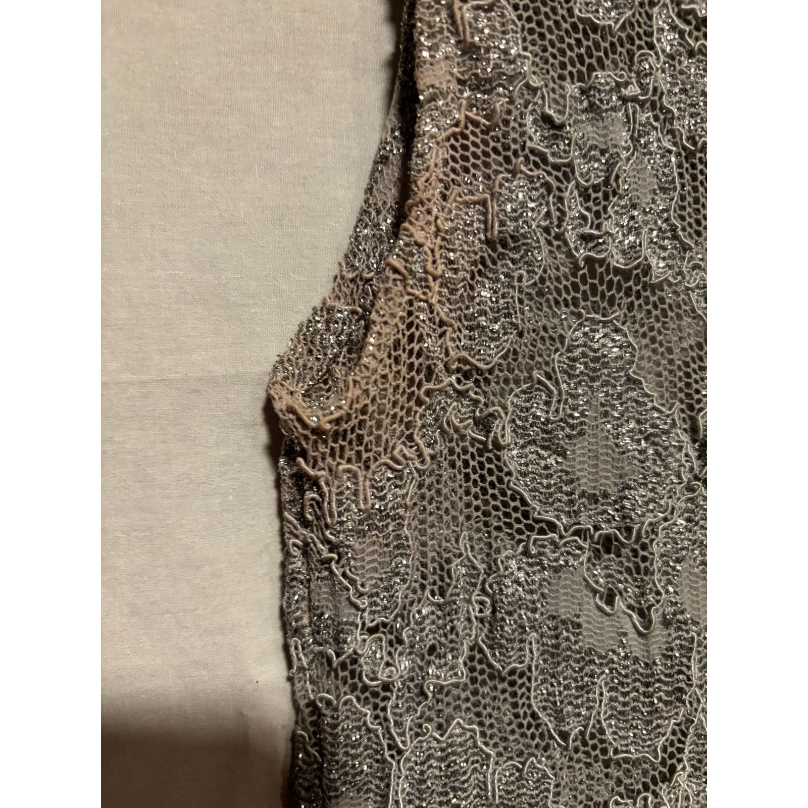 Vintage Lew Magram Vtg Silver Stretch Lace Top Cami Scallop Bottom Size M / US 6-8 / IT 42-44 - 7 Thumbnail