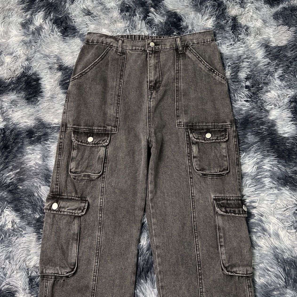 Other Unbranded Wide Loose MultiPocket Denim Cargo Pants Size US 36 / EU 52 - 5 Thumbnail