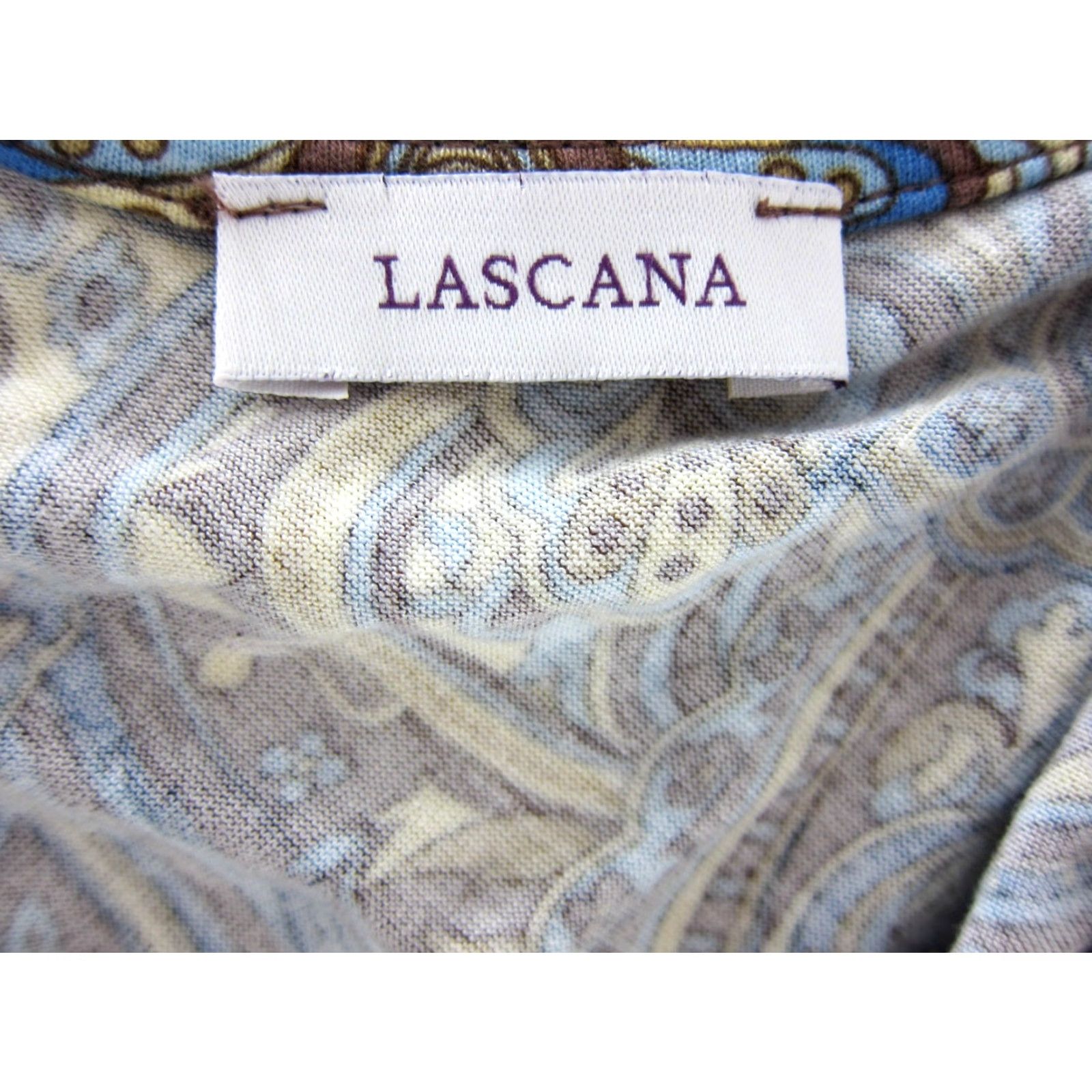 Vintage Lascana Dress Brown Beaded Paisley Jersey Stretch Midi Sheath Tank Sun 6 Womens Size M / US 6-8 / IT 42-44 - 3 Thumbnail