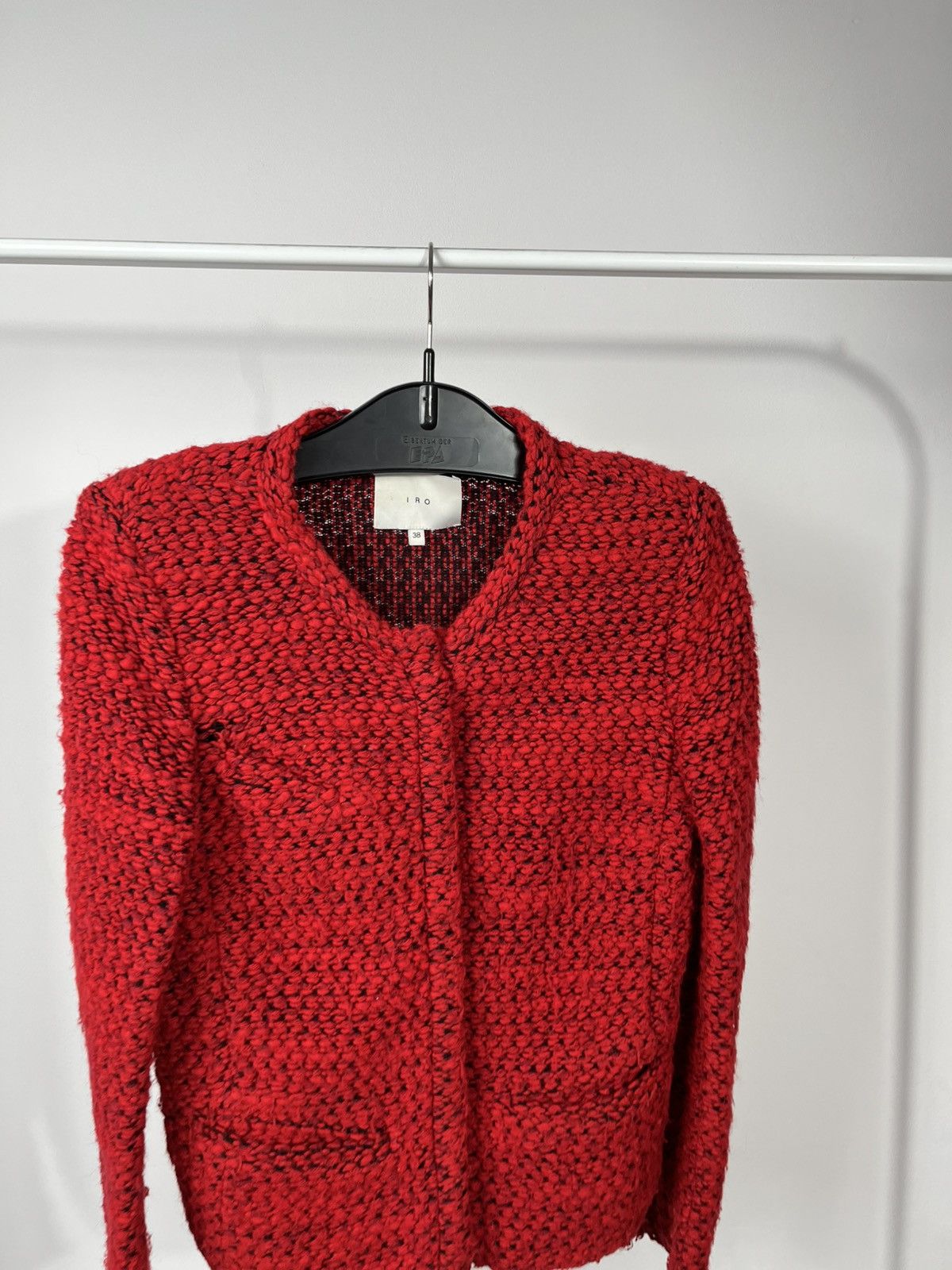 Iro IRO Red Knit Jacket Womens Size 38 Textured Wool Blend Size S / US 4 / IT 40 - 3 Thumbnail