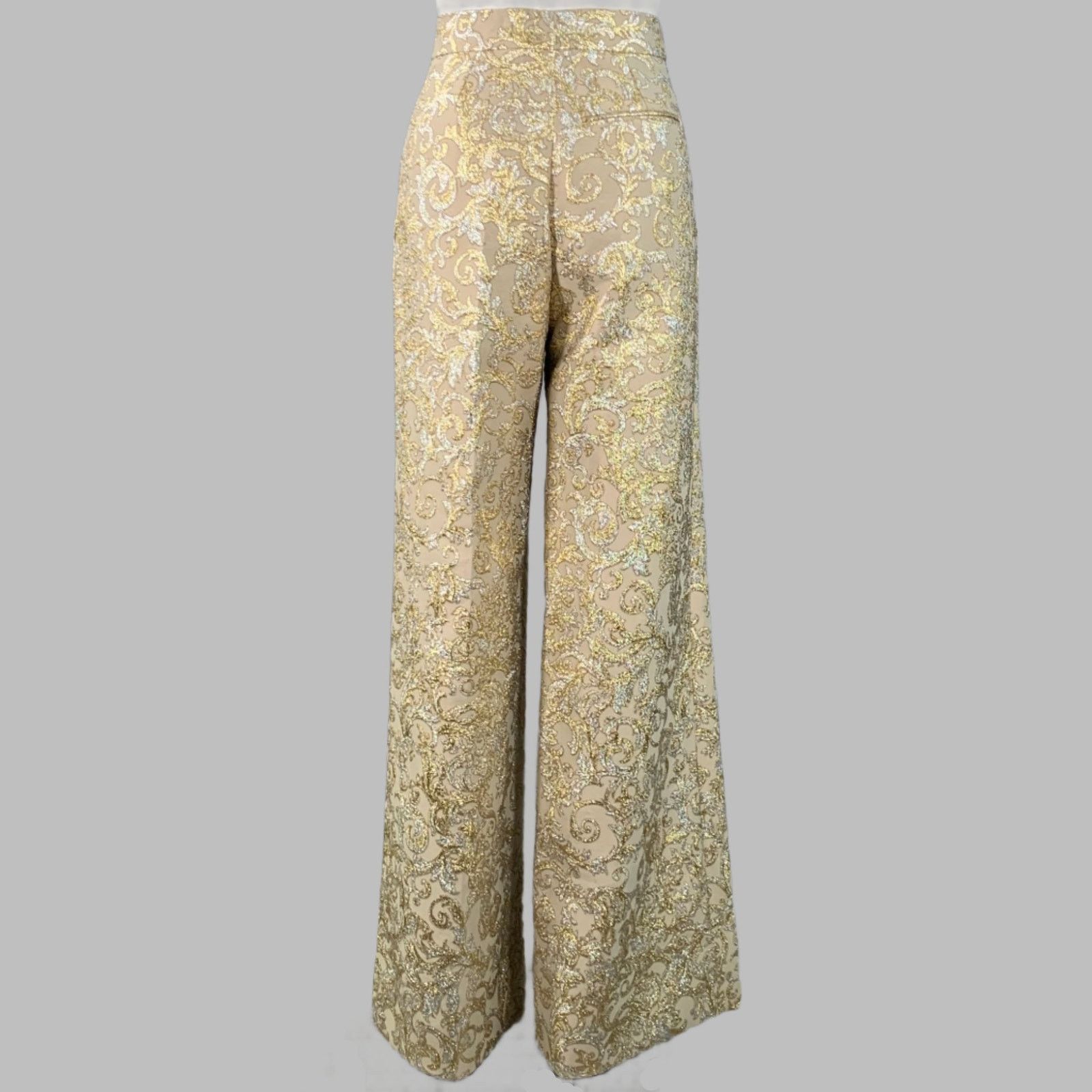 Stella McCartney Metallic Gold Silver Polyamide Jacquard Peak Lapel Pantsuit Size 26" / US 2 / IT 38 - 6 Thumbnail