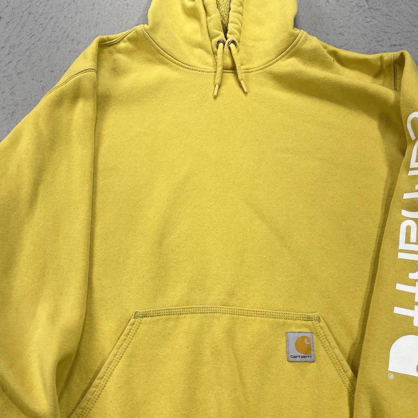 Carhartt Carhartt Hoodie Mens XL Yellow Loose Fit Midweight Sweatshirt Workwear K288 Size US XL / EU 56 / 4 - 2 Thumbnail