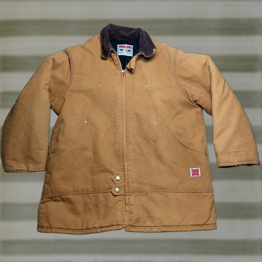 Vintage Vintage Tough Duck Chore Jacket XL Tan Canvas Quilt Lined Zippered Heavyweight Outdoor 90s Men Mens Jacket Size US XL / EU 56 / 4 - 1 Thumbnail