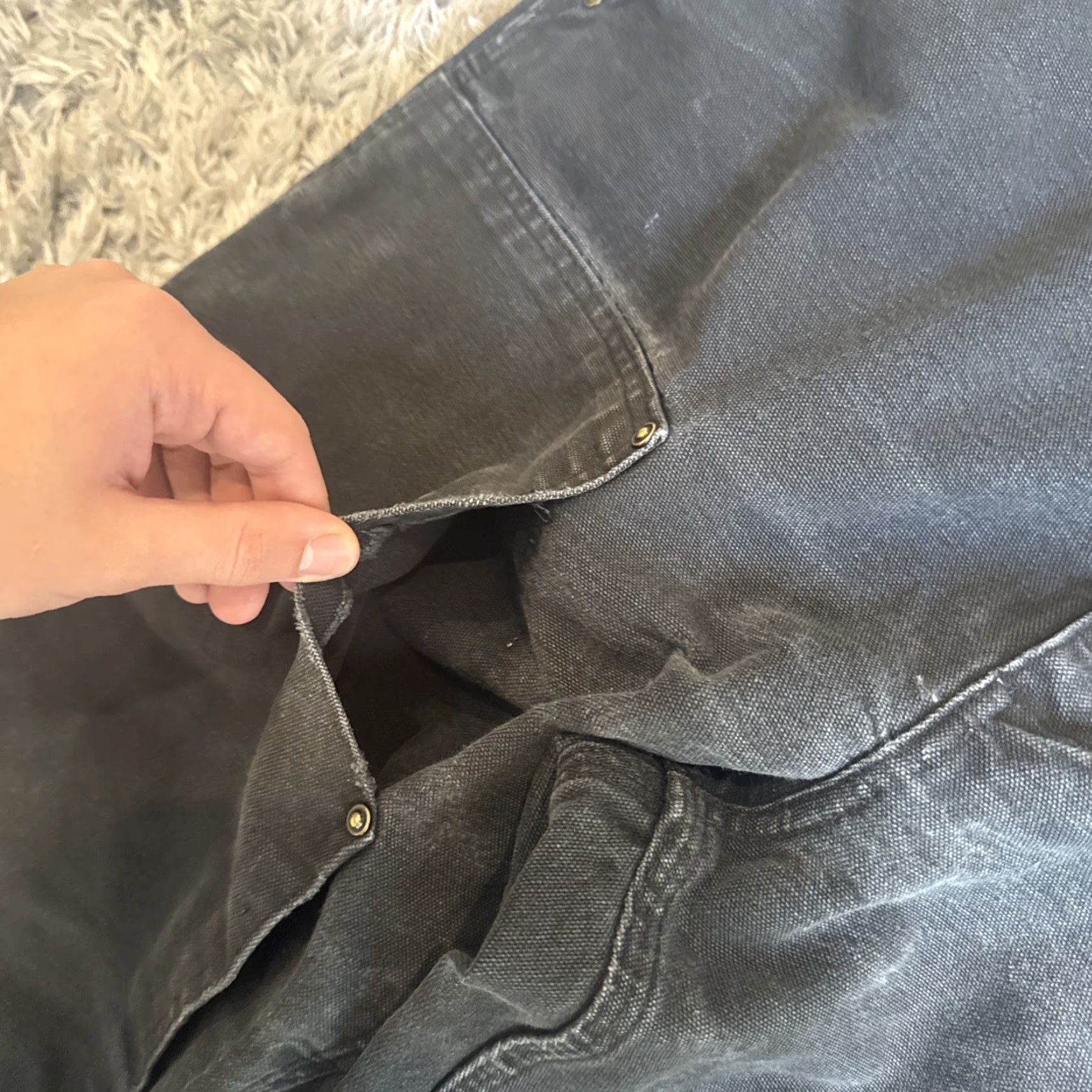 Carhartt VINTAGE Carhartt Jeans 00s Black Double Knee Carpenter Workwear Men’s 38x27 Straight 90s Mens Size US 38 / EU 54 - 7 Thumbnail