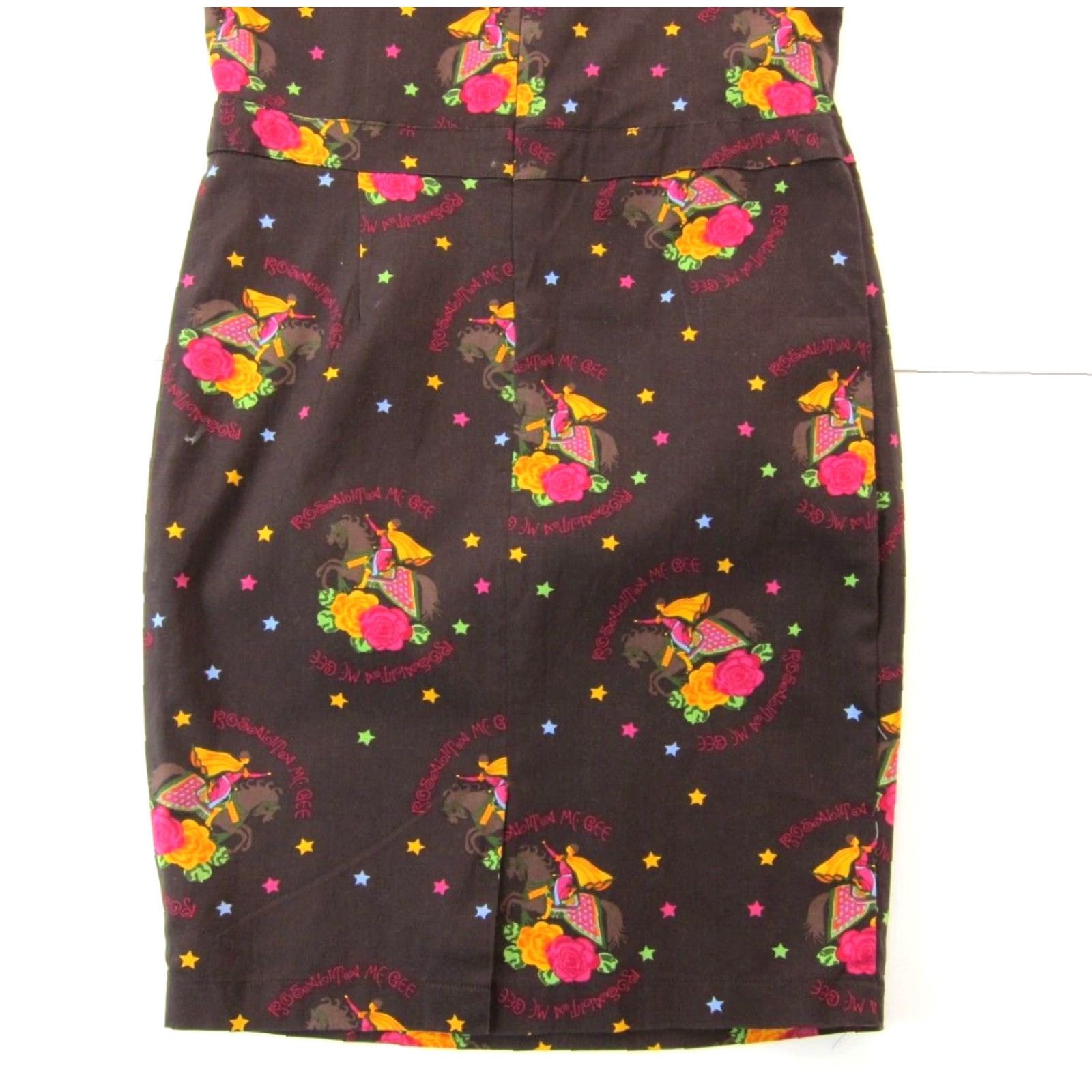 Pinko VINTAGE Rosalita McGee Dress Cap Sleeve Sheath Brown Pink Floral Cotton Stretch Size L / US 10 / IT 46 - 6 Thumbnail
