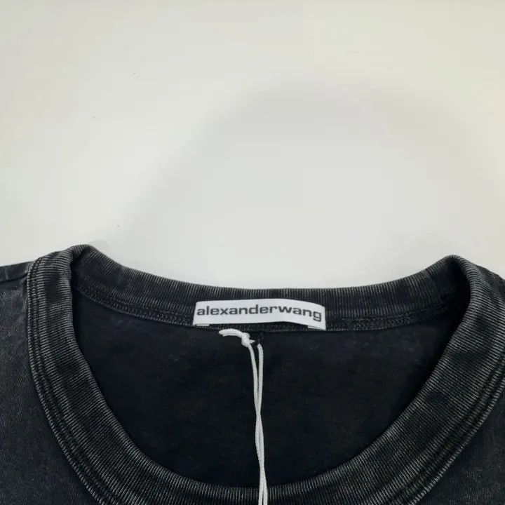 Alexander Wang Alexander Wang Gray Cotton Logo Crop T-shirt - Size S / US 4 / IT 40 - 4 Thumbnail