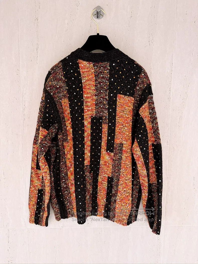 Chanel Chanel 23A Dakar Orange Black Diamond Cardigan coat Size XXS / US 00 / IT 34 - 2 Thumbnail