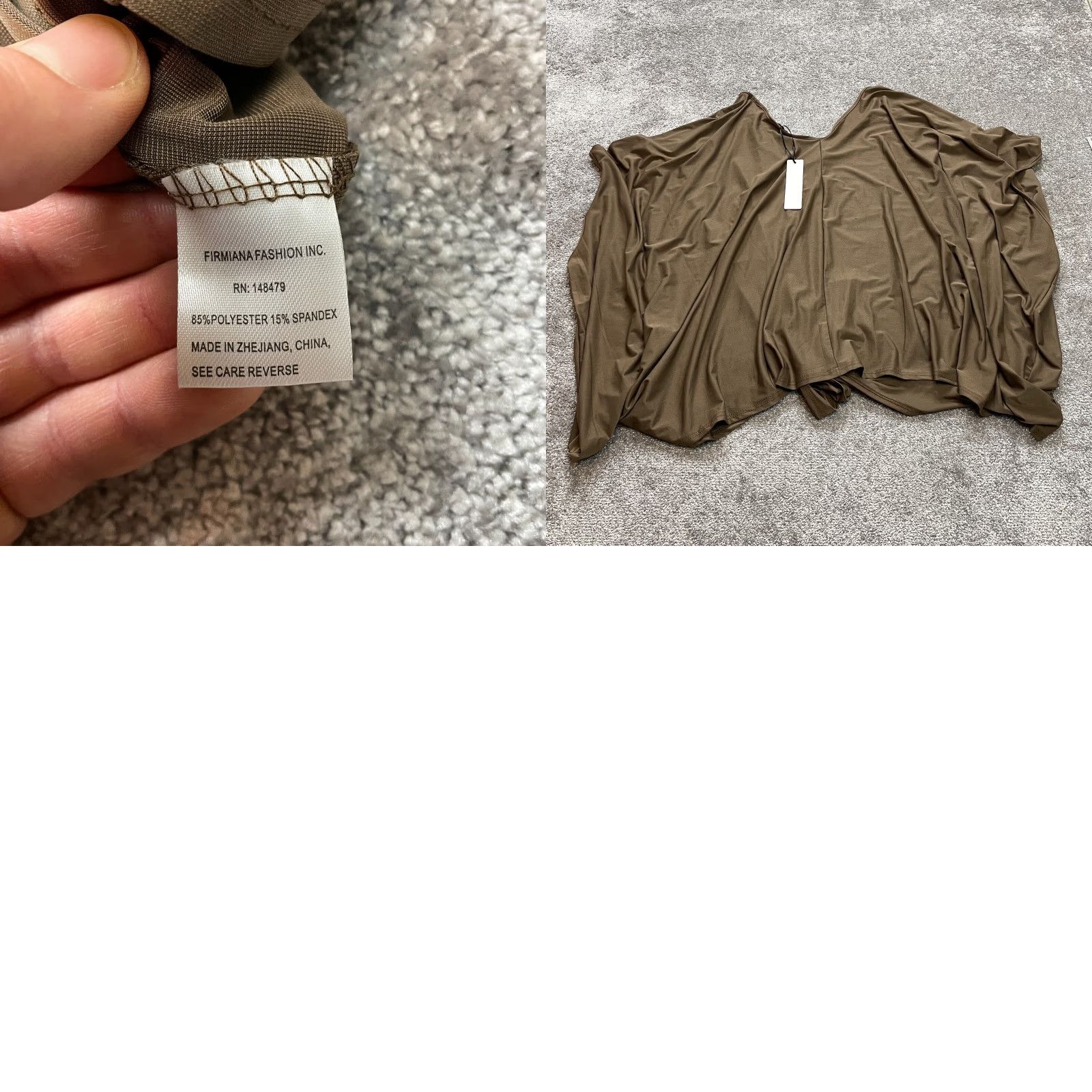 Vintage Lily by Firmina Blouse Shirt Womens 3XL Brown Stretch Polyester Knot Bottom New Size XXL / US 16-18 / IT 52-54 - 8 Thumbnail