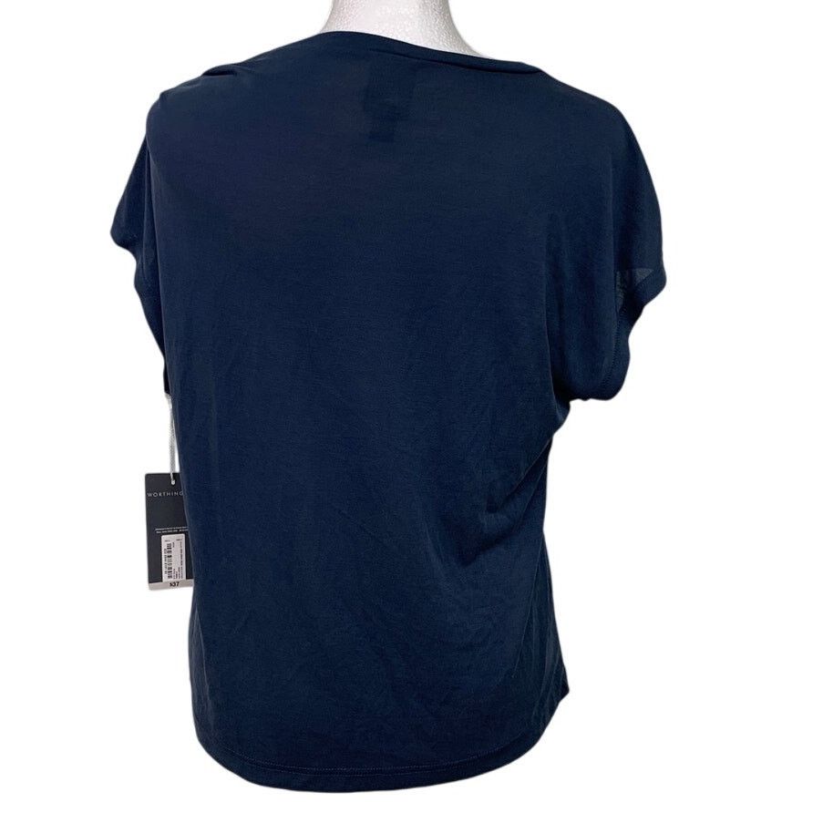 Worthington New Worthington Womens XS Blue Crew Neck Tee Shirt Top Size XS / US 0-2 / IT 36-38 - 4 Thumbnail