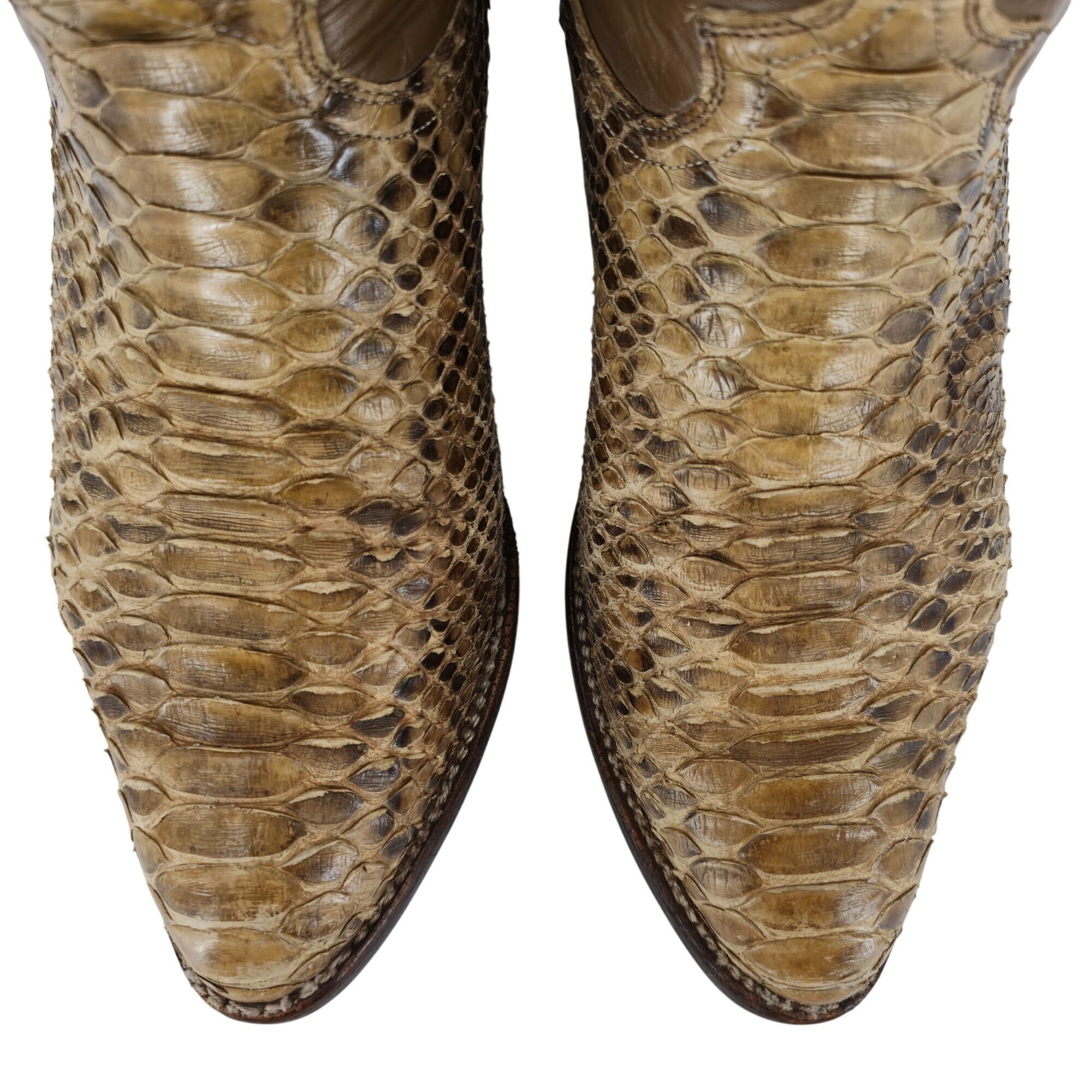 Justin Vintage Exotic Python Snakeskin Justin Mens 11D Brown Cowboy Size US 11 / EU 44 - 7 Thumbnail