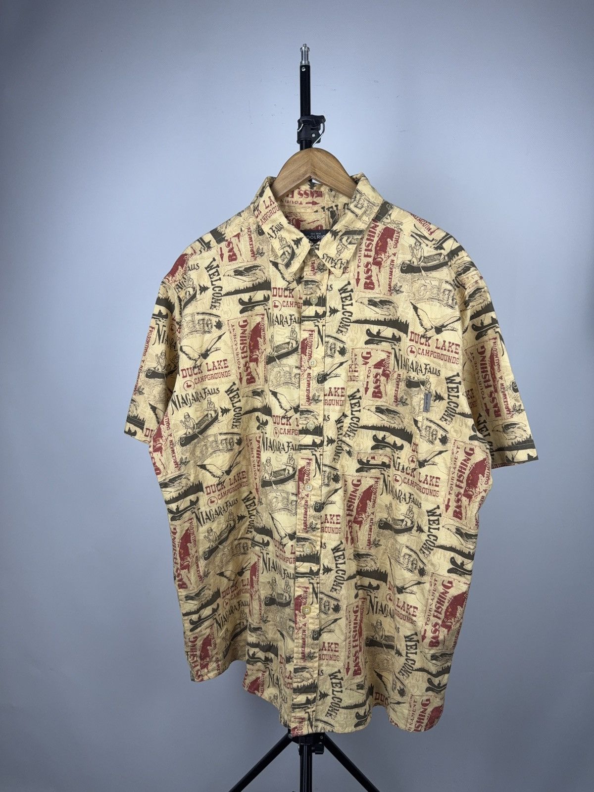 Woolrich Woolen Mills 00s Vintage USA Y2K Woolrich Niagara Falls Camp Print Shirt Size US XL / EU 56 / 4 - 1 Thumbnail