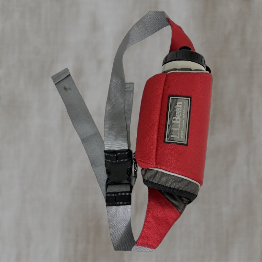 Vintage L.L. Bean Water Bottle Sling Bag Holder Red Messenger Bag Fanny Pack With Bottle Men Adjustable Strap Pockets Nylon Size ONE SIZE - 1 Thumbnail