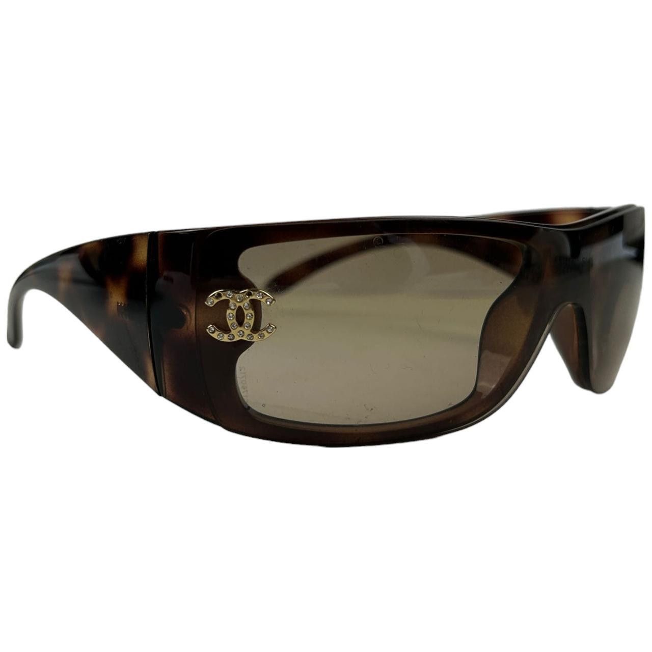 image of Vintage Chanel Tortoise Shell Sunglasses in Brown, Men's