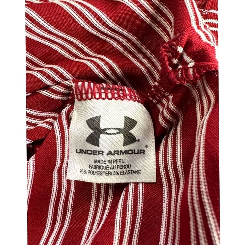 Under Armour Under Armour Polo Shirt Men's Large Red White Striped Rugby Golf Athletic Short Sleeve Collared Breathable Lightweight Polyester Elastane Size US L / EU 52-54 / 3 - 4 Thumbnail