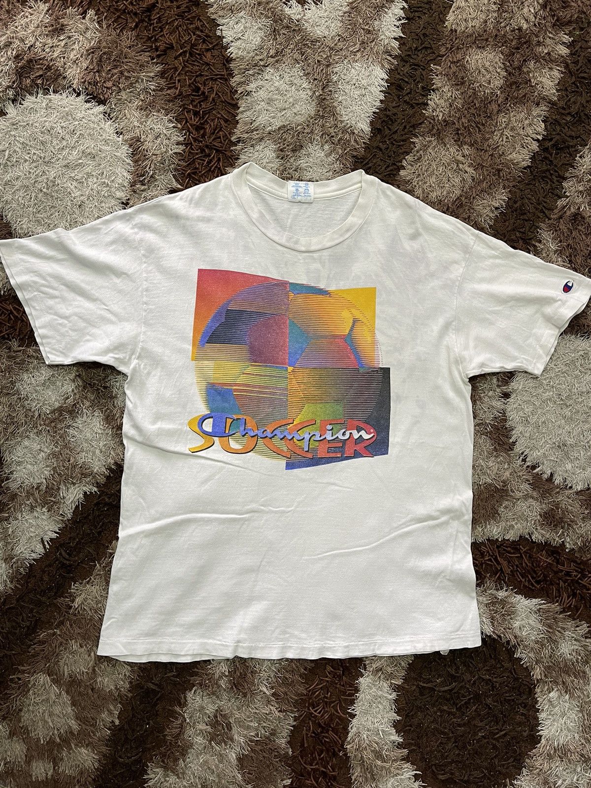 Champion × Vintage VINTAGE 90S CHAMPION SOCCER TEE VERY RARE Size US L / EU 52-54 / 3 - 1 Thumbnail