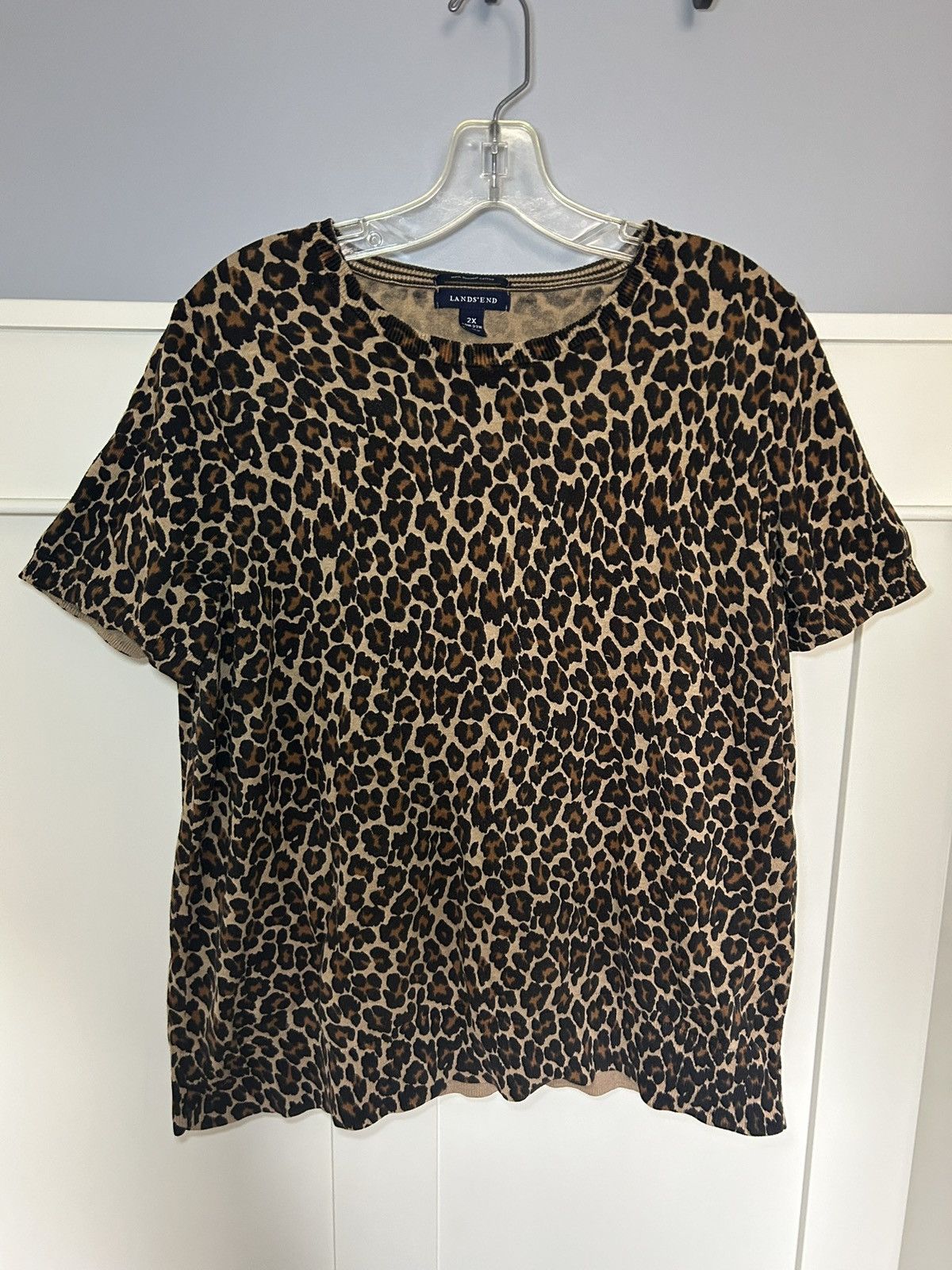 Lands' End Lands End fitted ribbed knit leopard shirt Size XL / US 12-14 / IT 48-50 - 1 Thumbnail