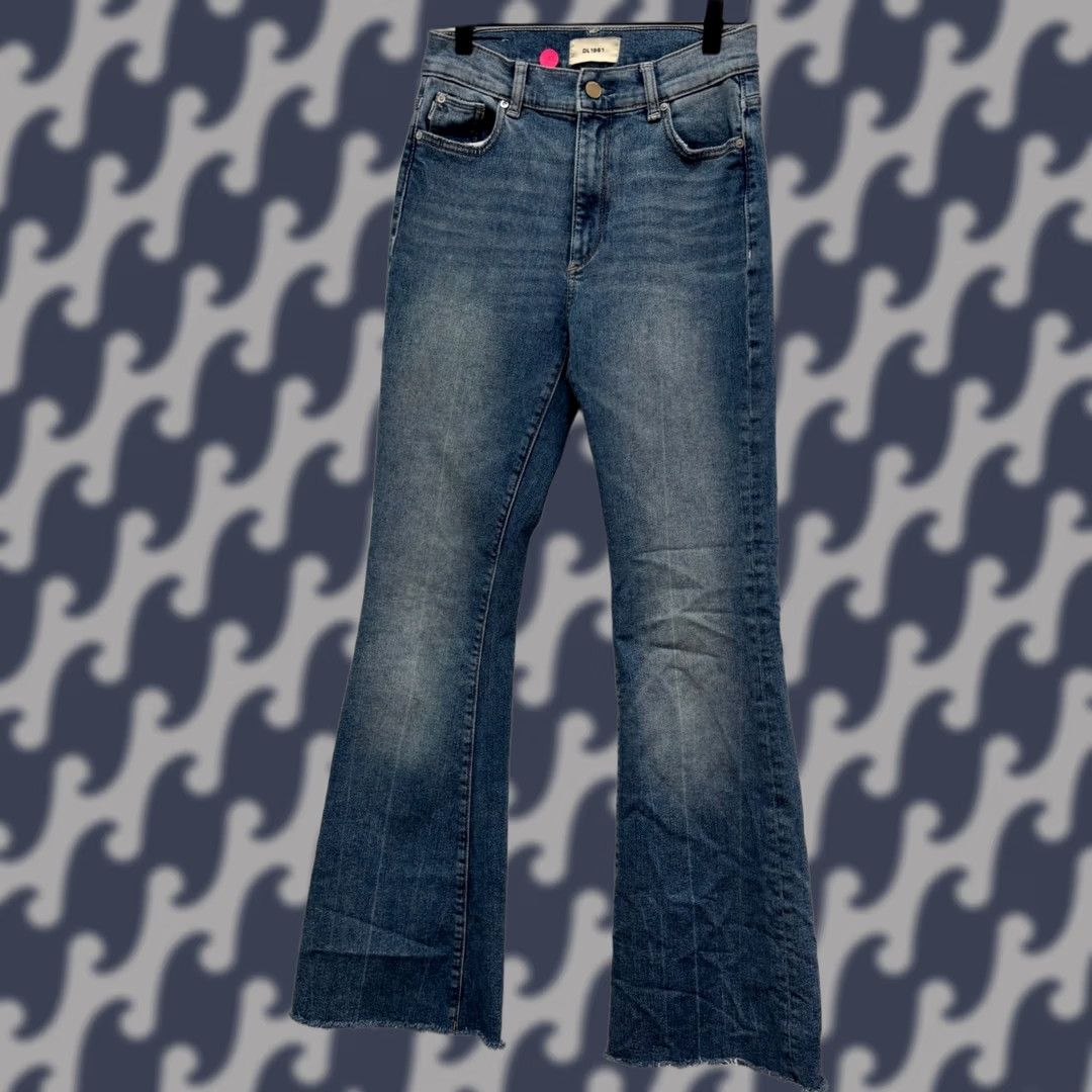 DL1961 DL1961 Womens High Rise Flare Jeans Medium Wash Raw Hem Size 24 Size 42" / US 20 - 1 Thumbnail