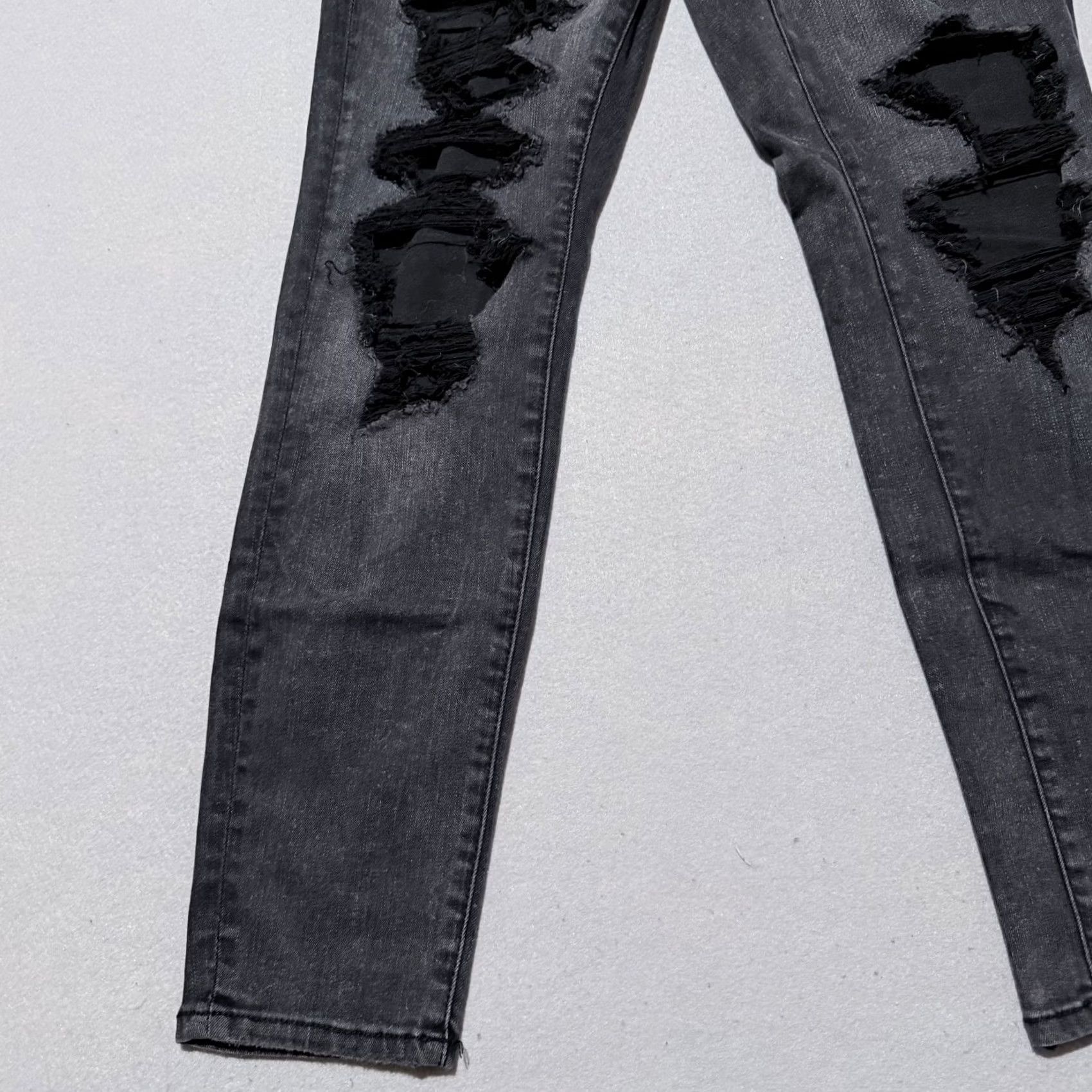 American Eagle Outfitters American Eagle Jeans Women Denim Stretch Ripped Distressed Skinny - 12 Short Black 5-Pocket Style Jeans Mens Womens Boys Girls Size 34" / US 12 / IT 48 - 5 Thumbnail