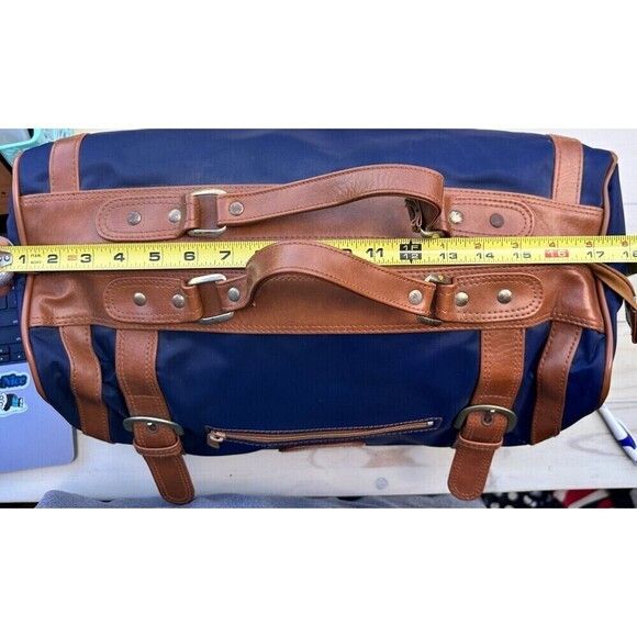 Vintage VTG Large Blue Duffle w/ Leather Blank Nameplate Size ONE SIZE - 9 Thumbnail
