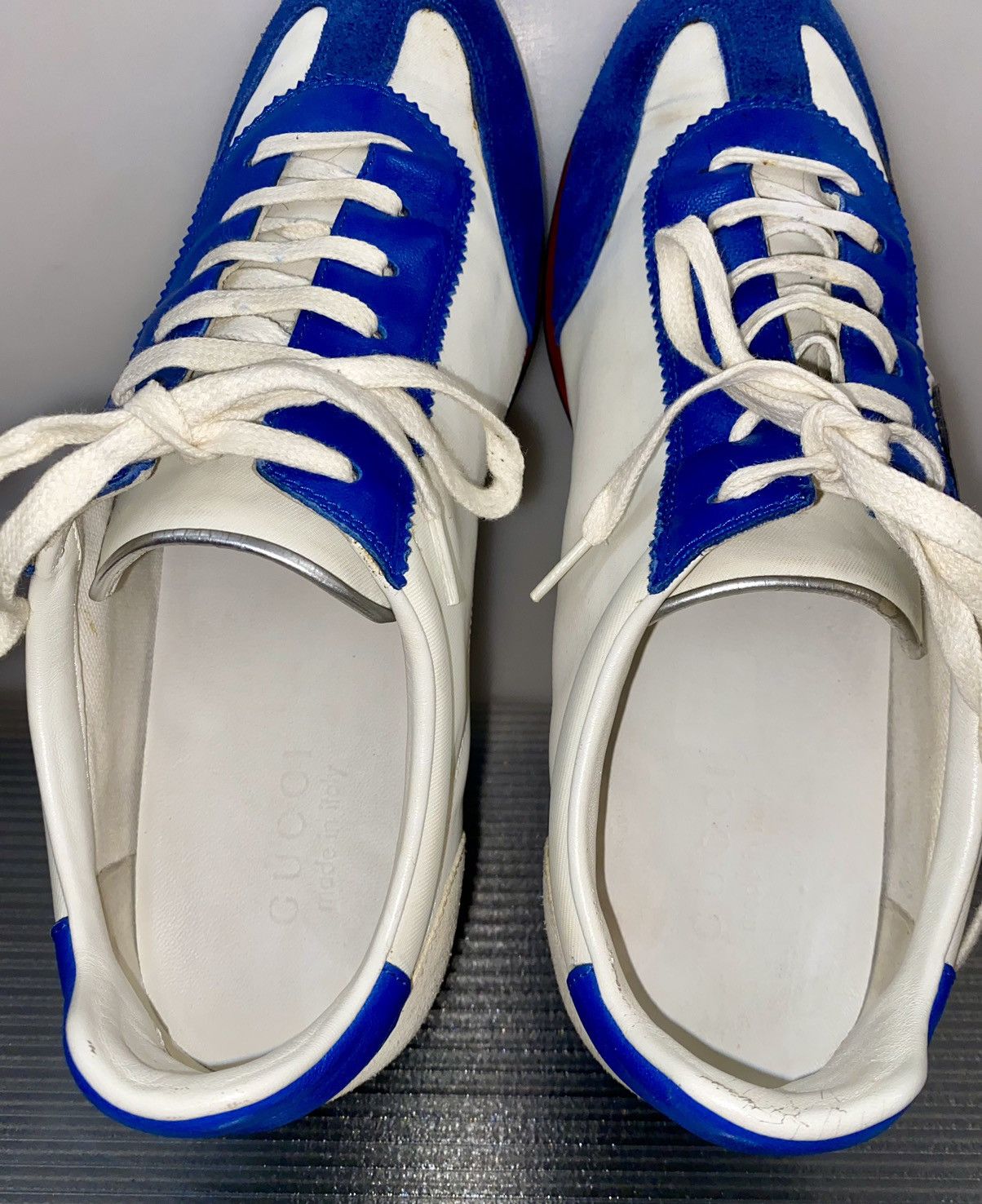 Gucci Gucci 🇮🇹 x Tom Ford white blue suede GG sneaker 9.5uk VINTAGE Size US 10.5 / EU 43-44 - 9 Thumbnail