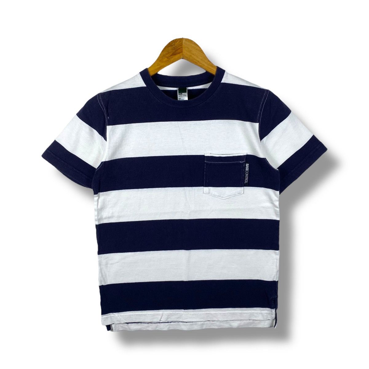BASE CONTROL Japanese Brand BASE CONTROL Women Striped Pocket Tee Shirt Size S / US 4 / IT 40 - 1 Thumbnail