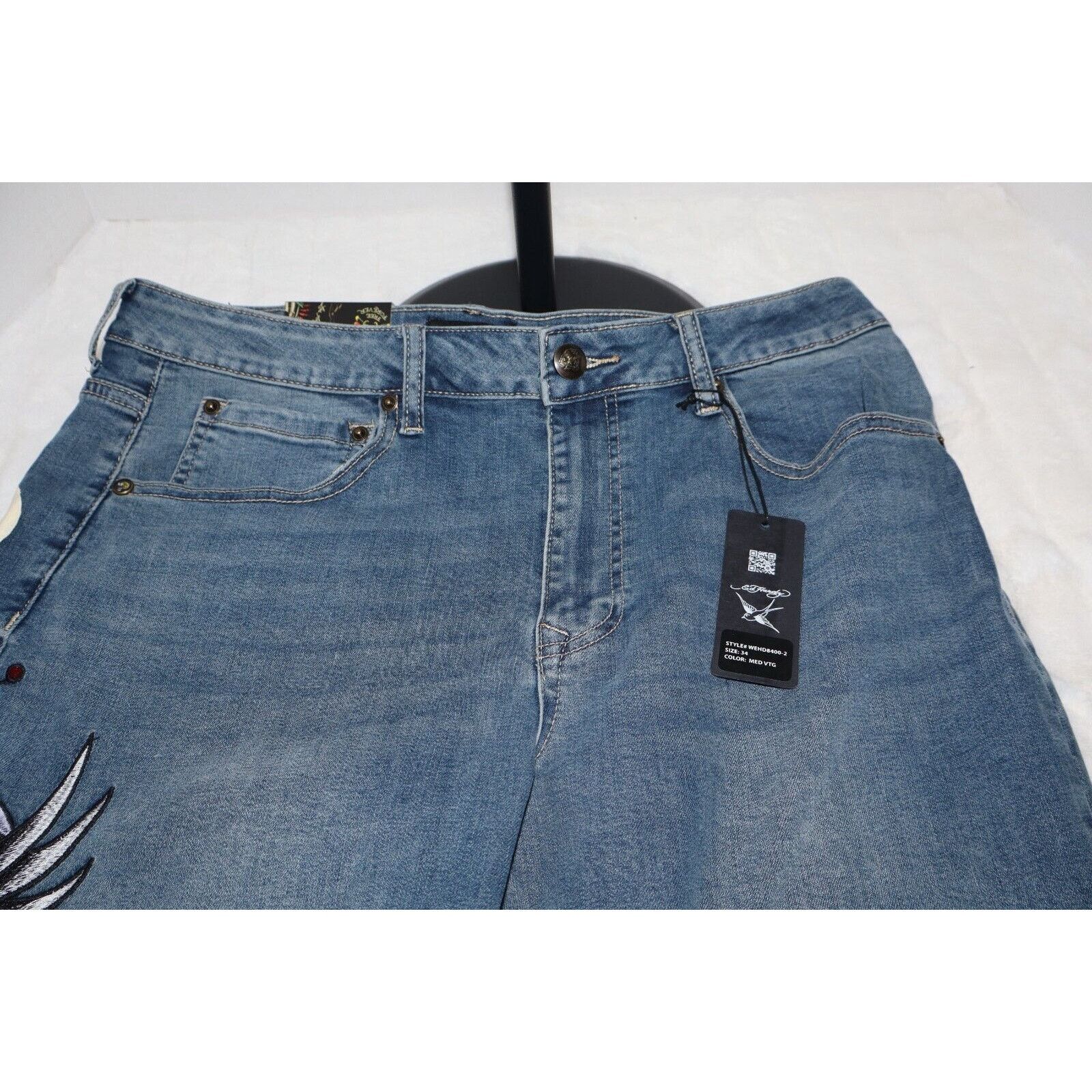 Ed Hardy ED HARDY NWT Slim Flare New York City Eagle Patch Jeans Size 28" / US 6 / IT 42 - 6 Thumbnail