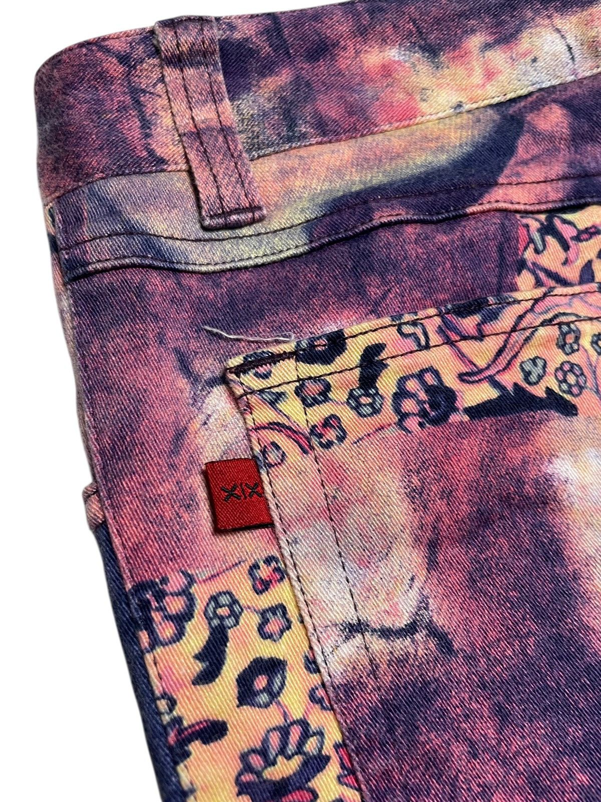 Beauty Beast 2000’s XIX - Surreal Collage Pattern Printed Flared Pants Size 29" - 15 Thumbnail