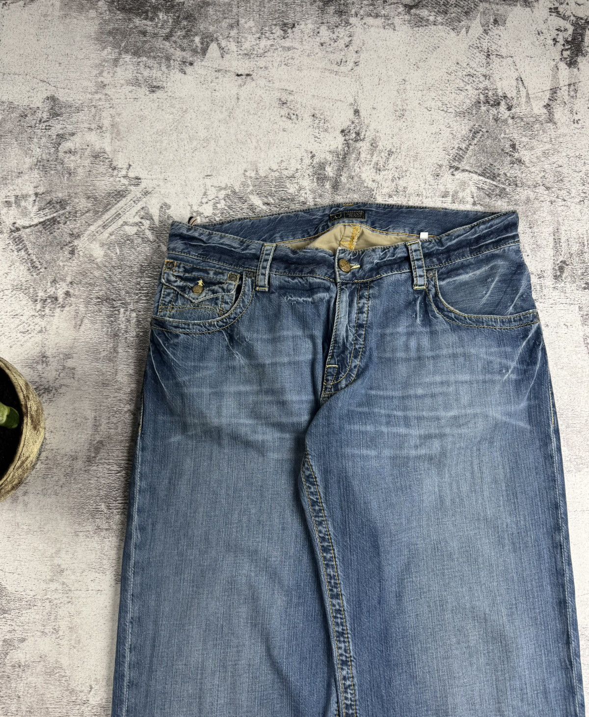 Emporio Armani Armani Vintage 007 Indigo 36 Size Blue Hip Hop Wide Baggy Jeans Pants Trousers Size US 36 / EU 52 - 14 Thumbnail