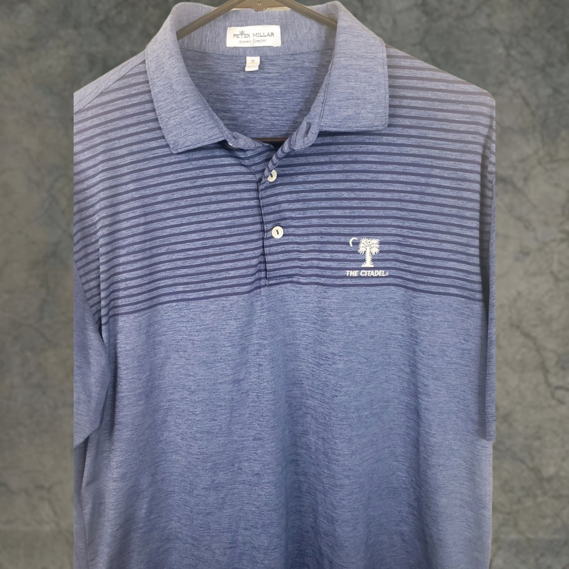 Peter Millar Peter Millar Summer Comfort Polo Shirt Men's M Blue Striped Stretch Logo Citidel Military College Casual Golf Walking Size US M / EU 48-50 / 2 - 1 Thumbnail