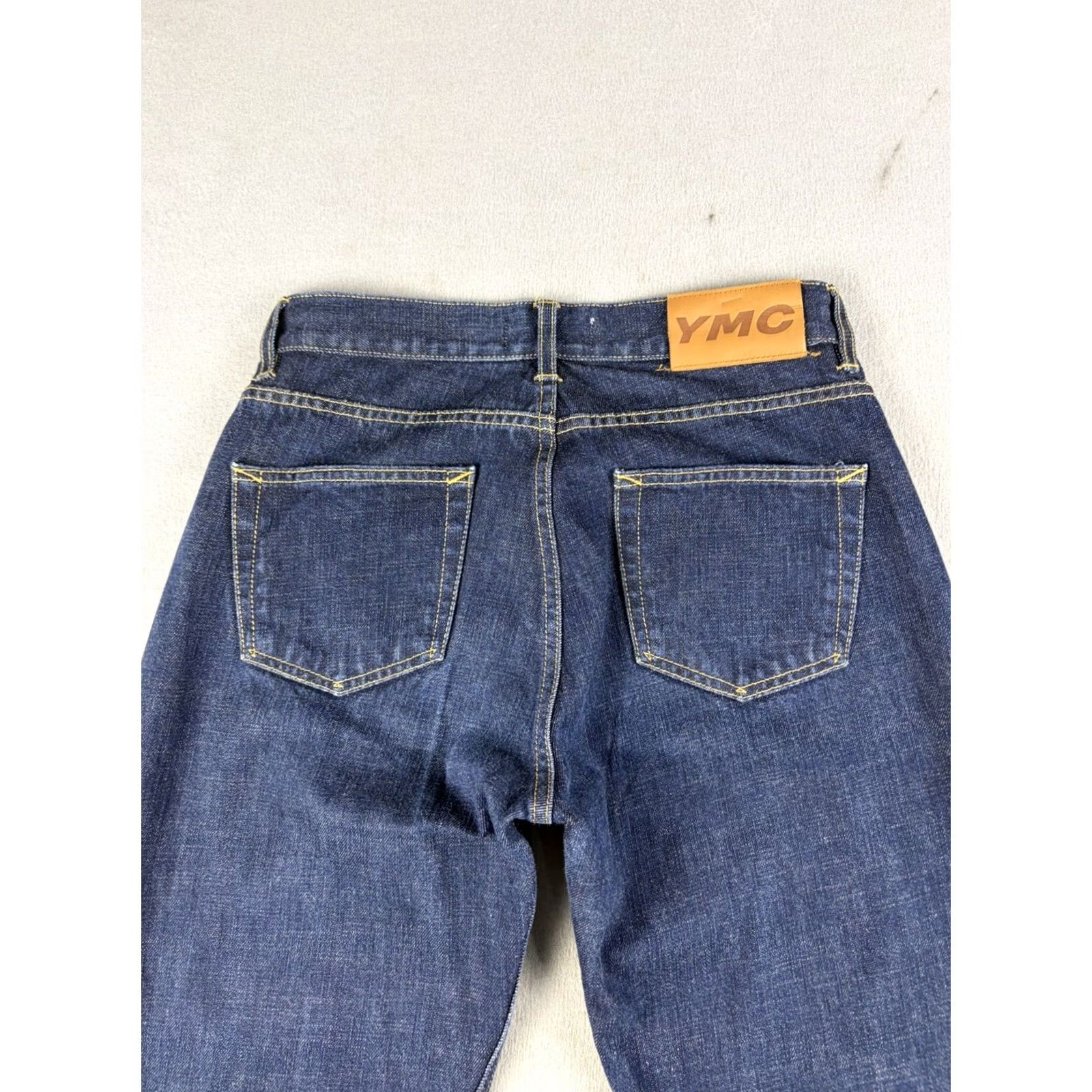 YMC YMC Jeans Women XS 28x26 Blue Denim Cotton Selvedge Dark Straight Relaxed Pocket Button Zip 1990s Portugal Size 26" / US 2 / IT 38 - 4 Thumbnail