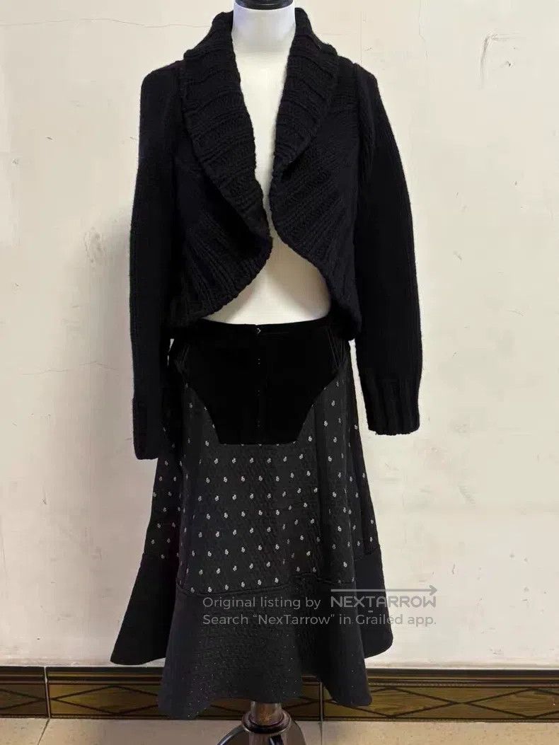 Comme des Garcons Comme Des Garcons size M Black Velvet Patchwork Flower Hon Size 23" - 3 Thumbnail