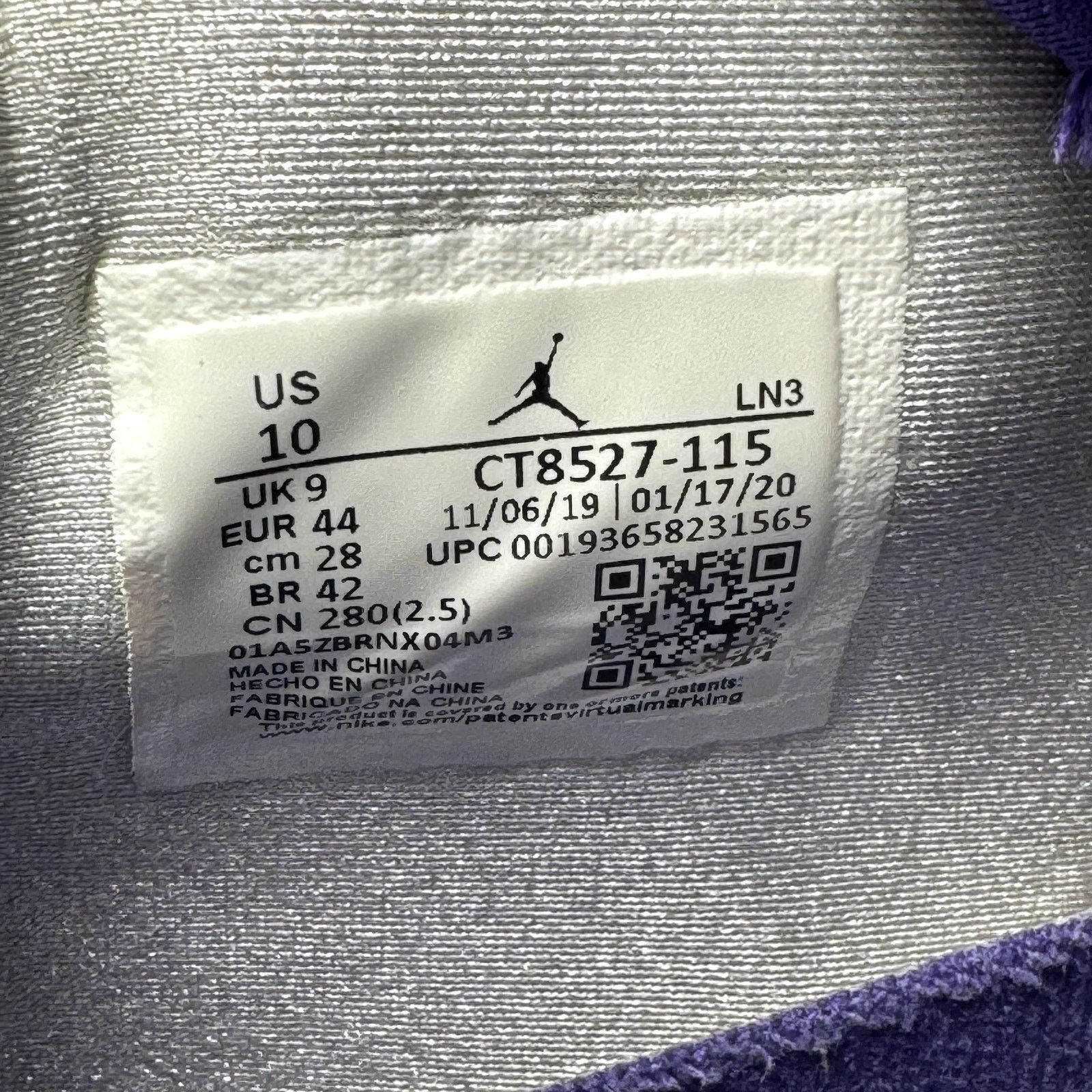 Size 10 - Nike Air Jordan 4 Retro Purple Metallic Shoes