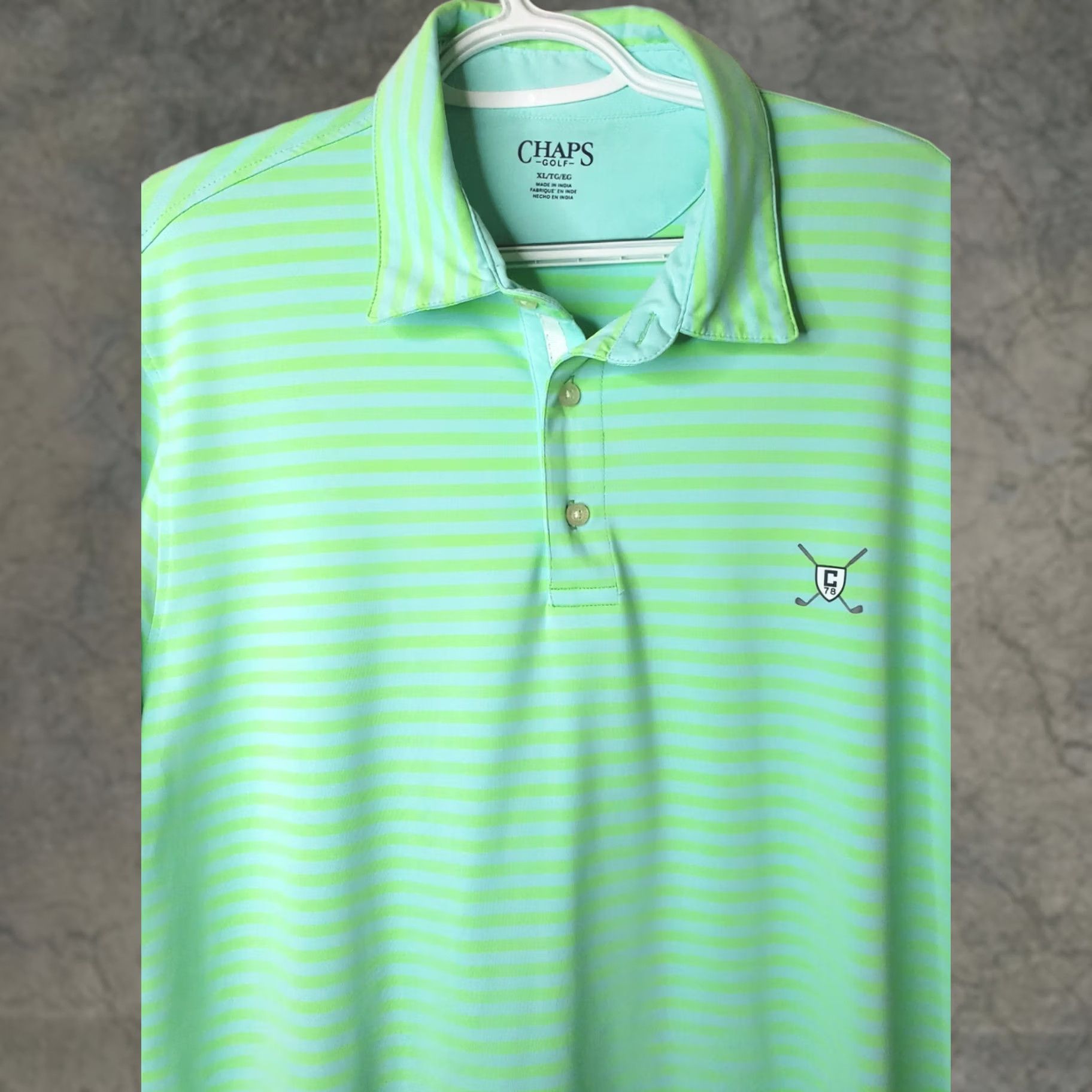 Chaps Chaps Polo Shirt Regular Green Neon Striped Golf Short Sleeve Mens XL Size US XL / EU 56 / 4 - 1 Thumbnail