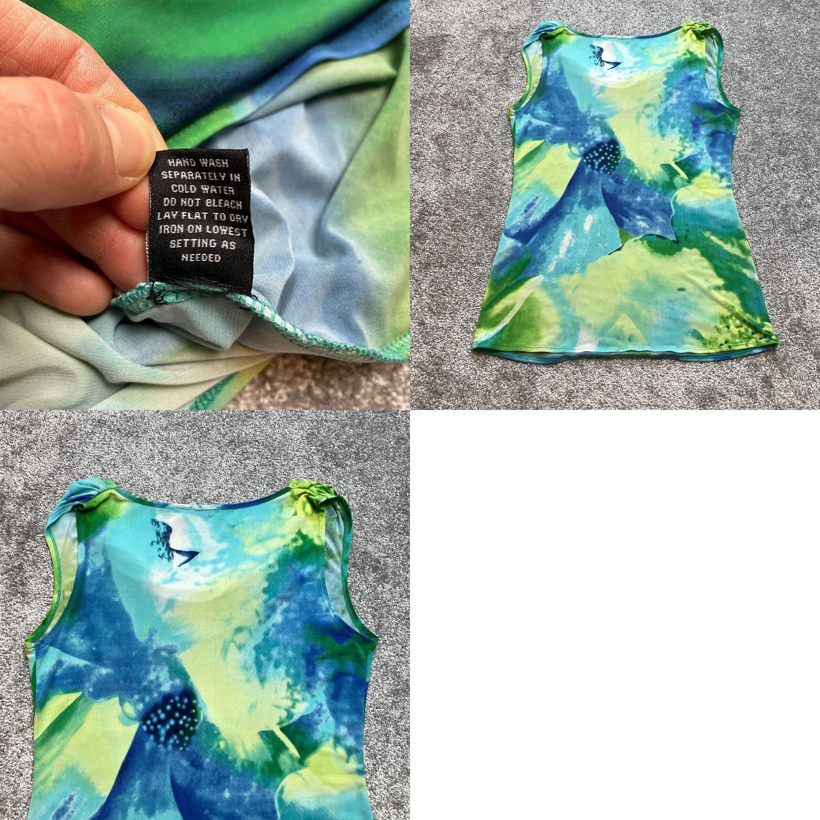Vintage Strazzi Tank Top Blouse Womens Small Blue Gren Tie Dye Stretch Sleeveless Ladies Size S / US 4 / IT 40 - 8 Thumbnail