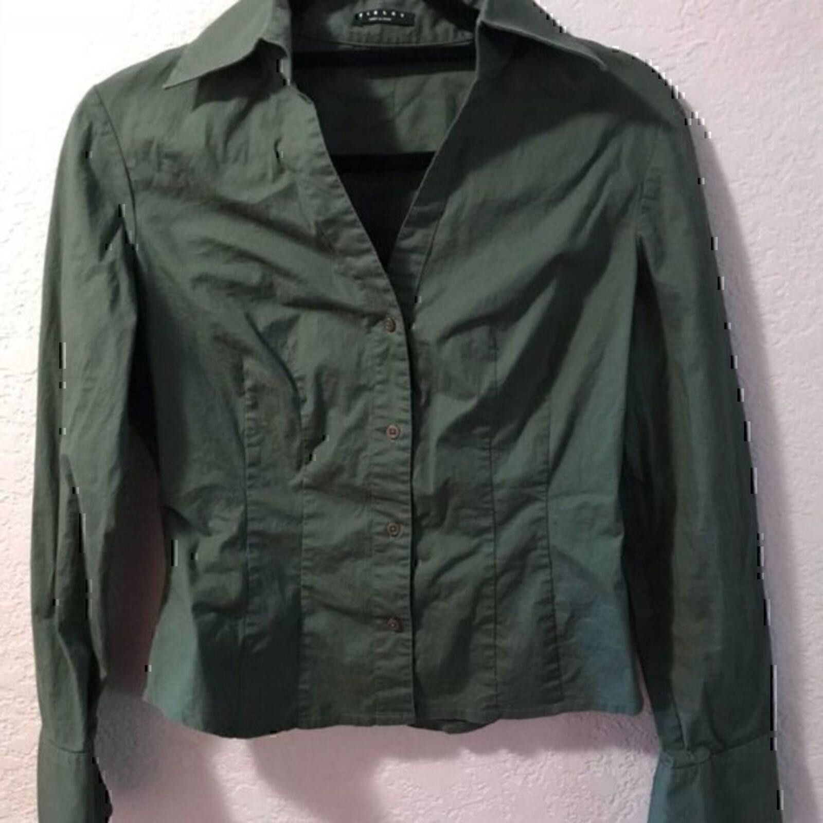 The Unbranded Brand Dark Green Fitted Button-Up Shirt Size S / US 4 / IT 40 - 3 Thumbnail
