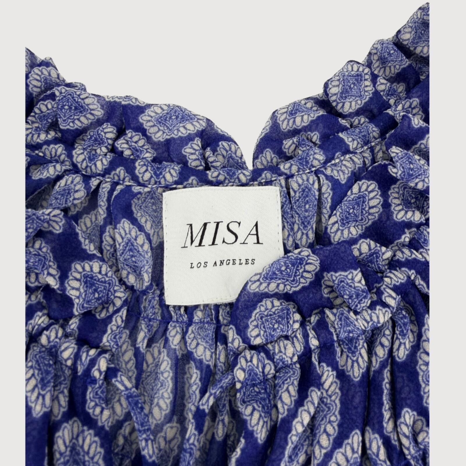 Issey Miyake MISA Los Angeles Almaha Smocked Mini Dress Blue L Size L / US 10 / IT 46 - 4 Thumbnail