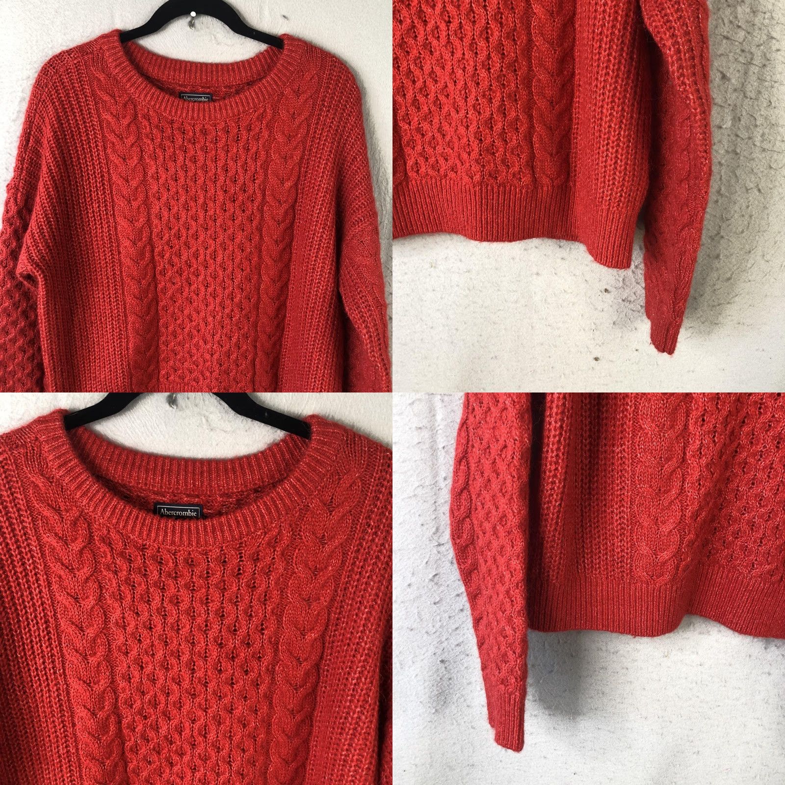 Abercrombie & Fitch Abercrombie & Fitch Sweater Womens L Red Cable Knit Wool Alpaca Pullover Crew Neck Casual Knit Size L / US 10 / IT 46 - 9 Thumbnail