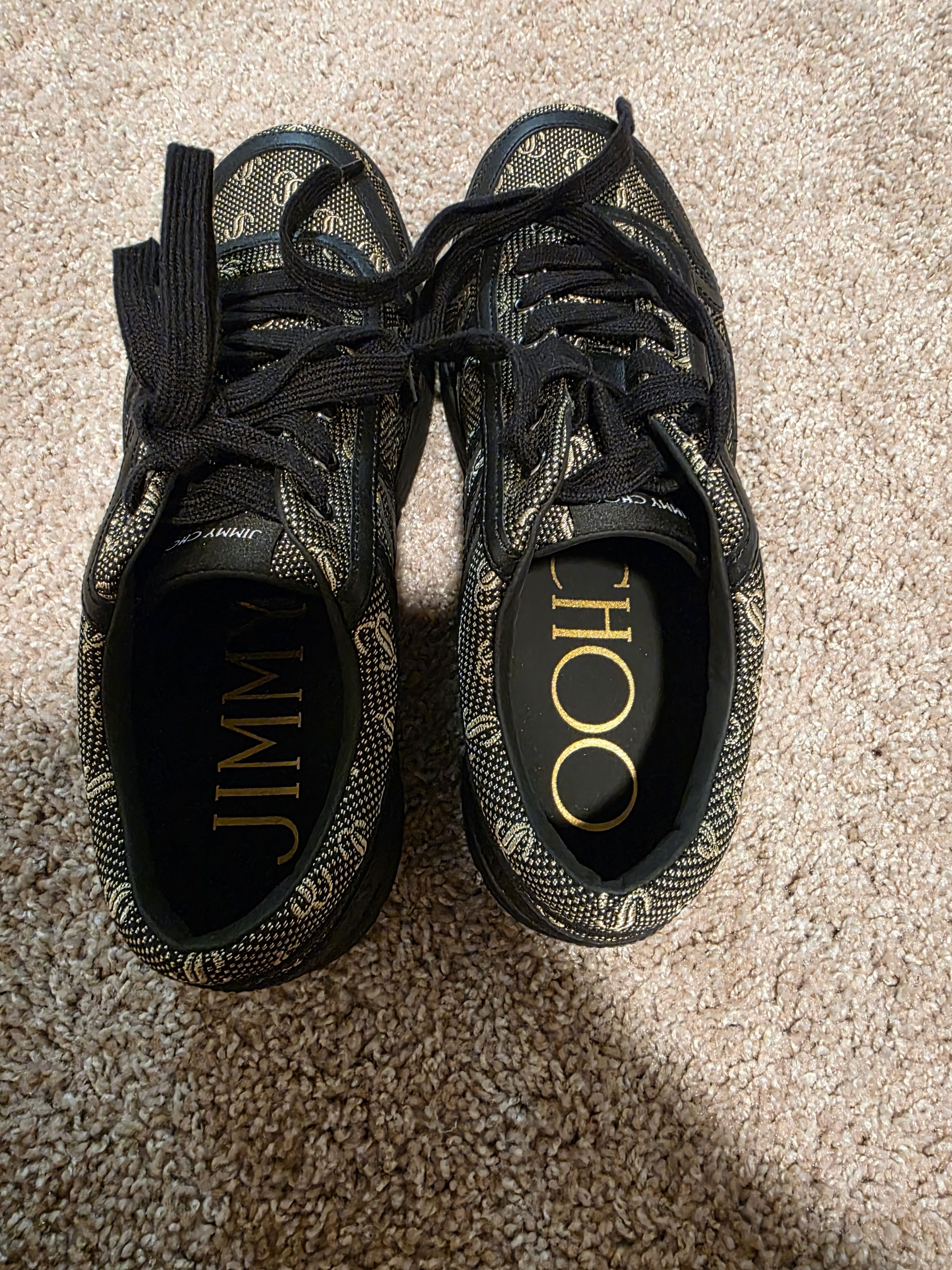 Jimmy Choo Jimmy Choo: Black/Gold Monogram Sneakers (BRAND NEW) Size US 9 / EU 42 - 9 Thumbnail