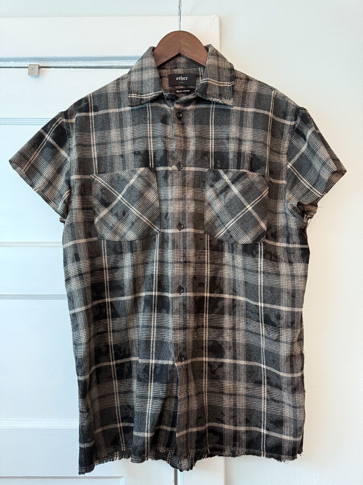 Sun Faded Distressed & Dyed Grunge Cutoff Flannel