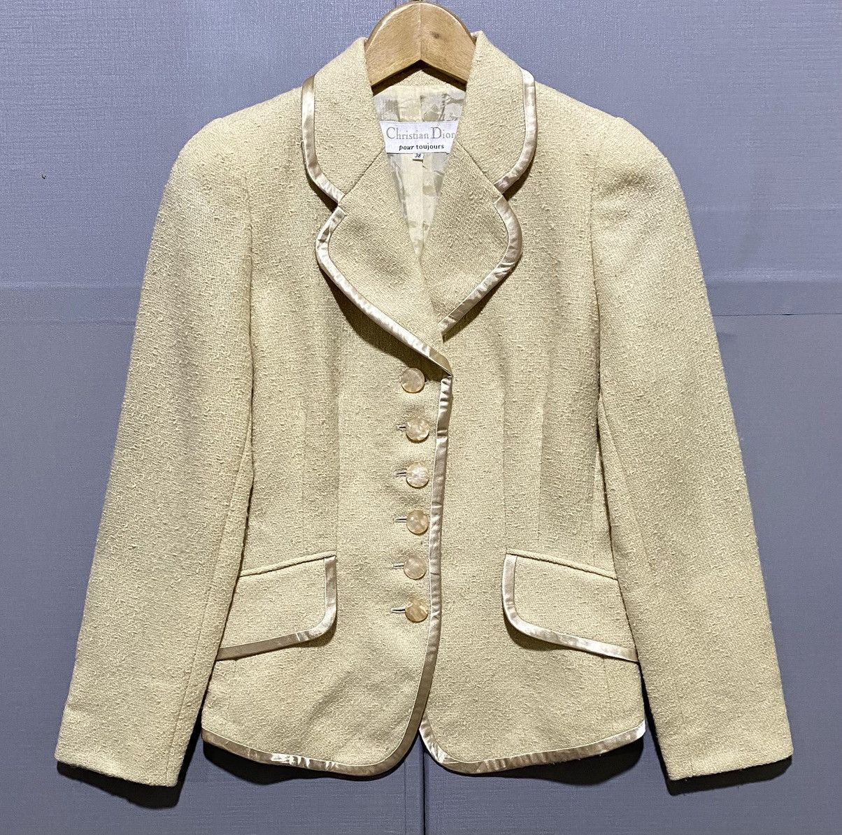 Dior Christian Dior Tweed with Satin Trim Jacket Size S / US 4 / IT 40 - 1 Thumbnail