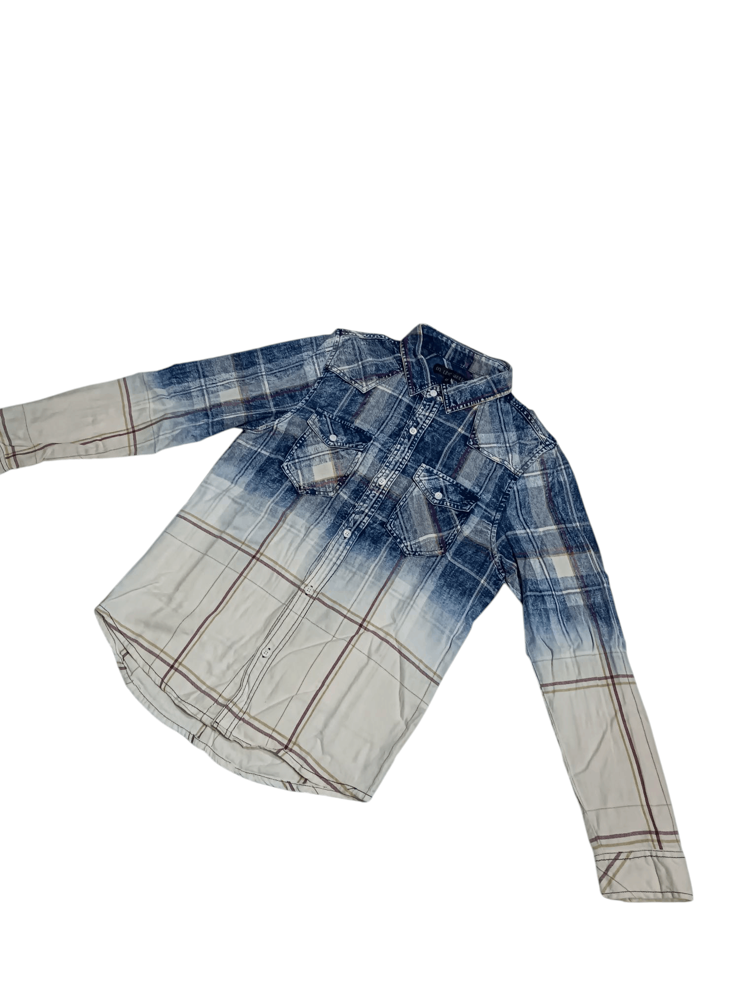 In The Attic × Japanese Brand In The Attic Indigo Dyed Gradient Check Long Sleeve Shirt Size US M / EU 48-50 / 2 - 5 Thumbnail
