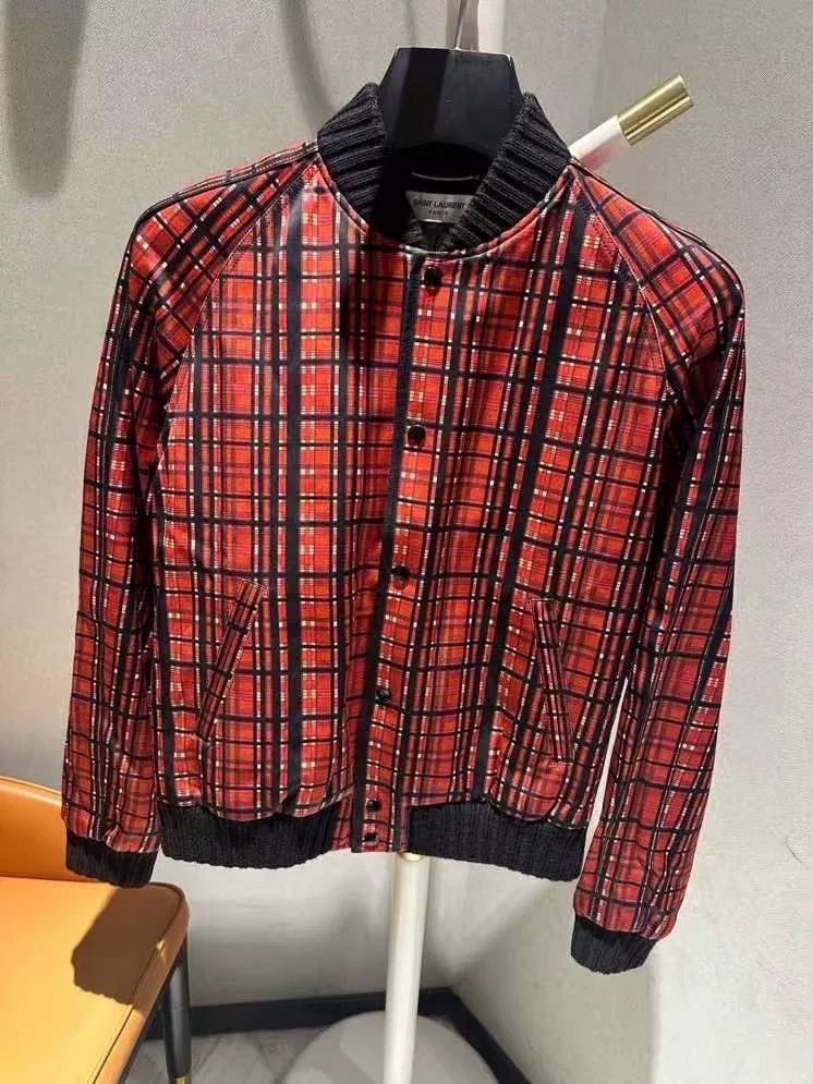 Saint Laurent Paris Saint Laurent Red Black Plaid Satin Jacket Size US S / EU 44-46 / 1 - 1 Thumbnail