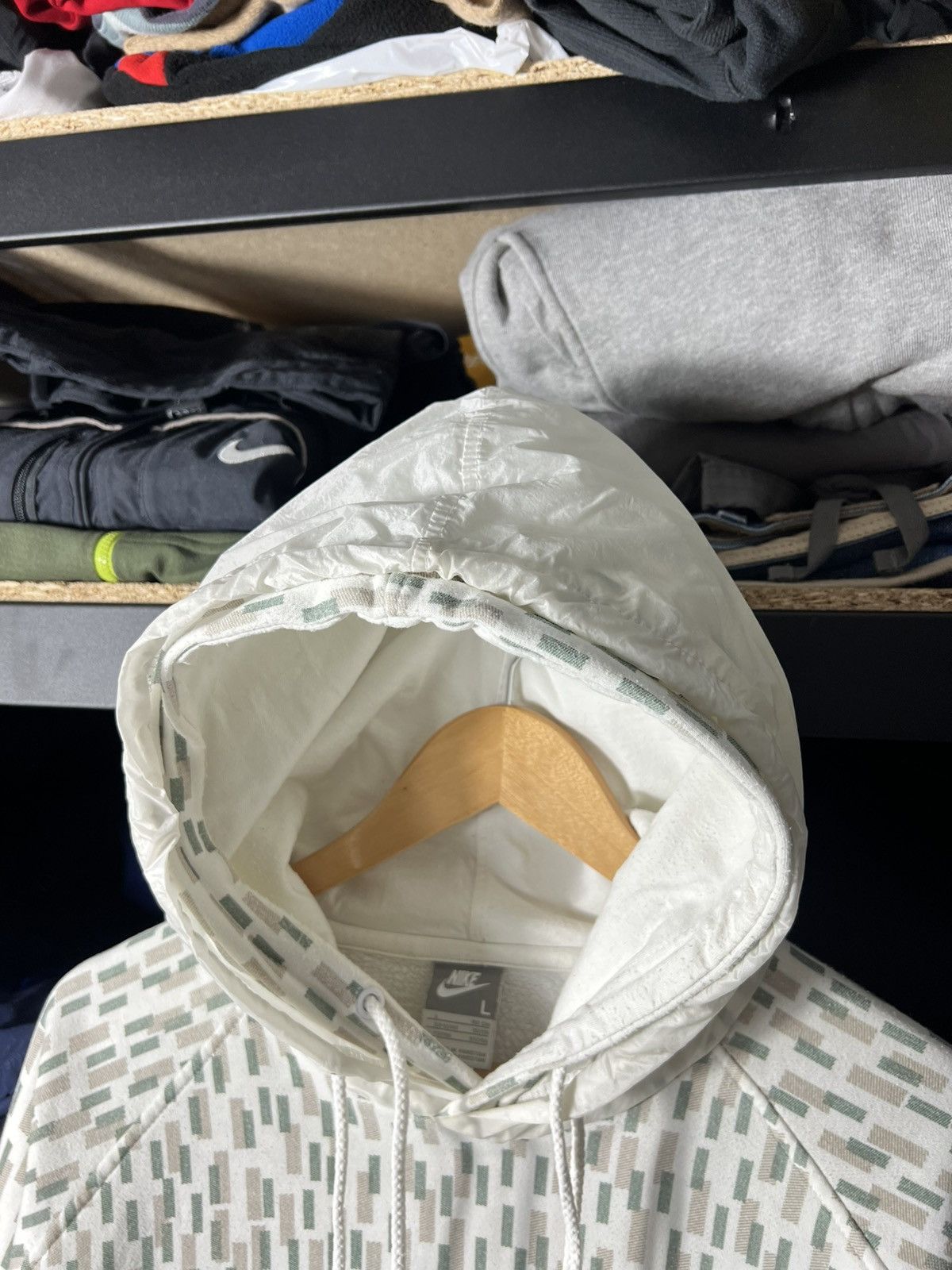 Nike Nike Vintage Double Hood Pullover Hoodie – White Pattern Size US L / EU 52-54 / 3 - 5 Thumbnail