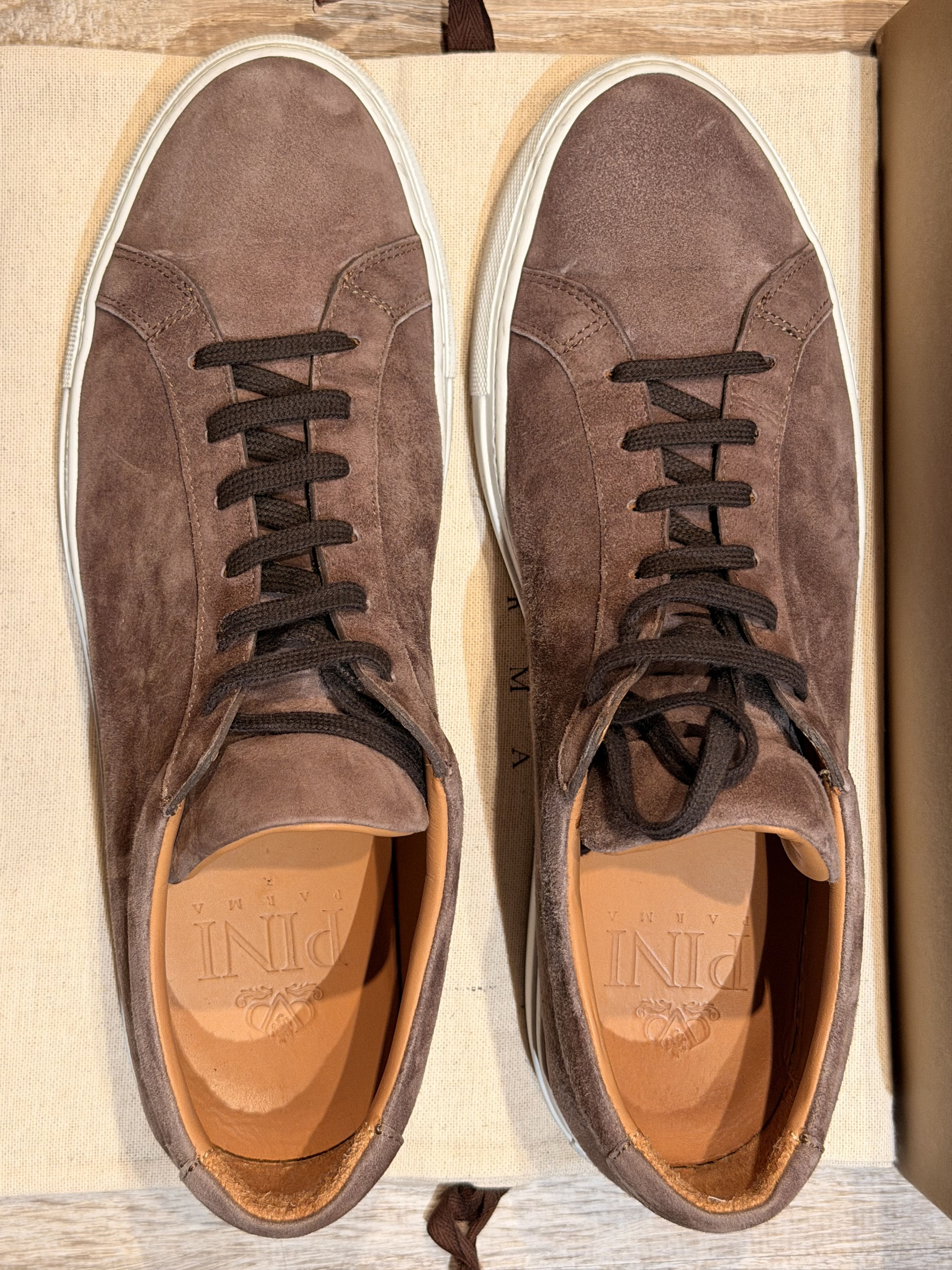 Pini Parma Chocolate Brown Suede Sneakers Size 43 (US 10) Size US 10 / EU 43 - 2 Thumbnail