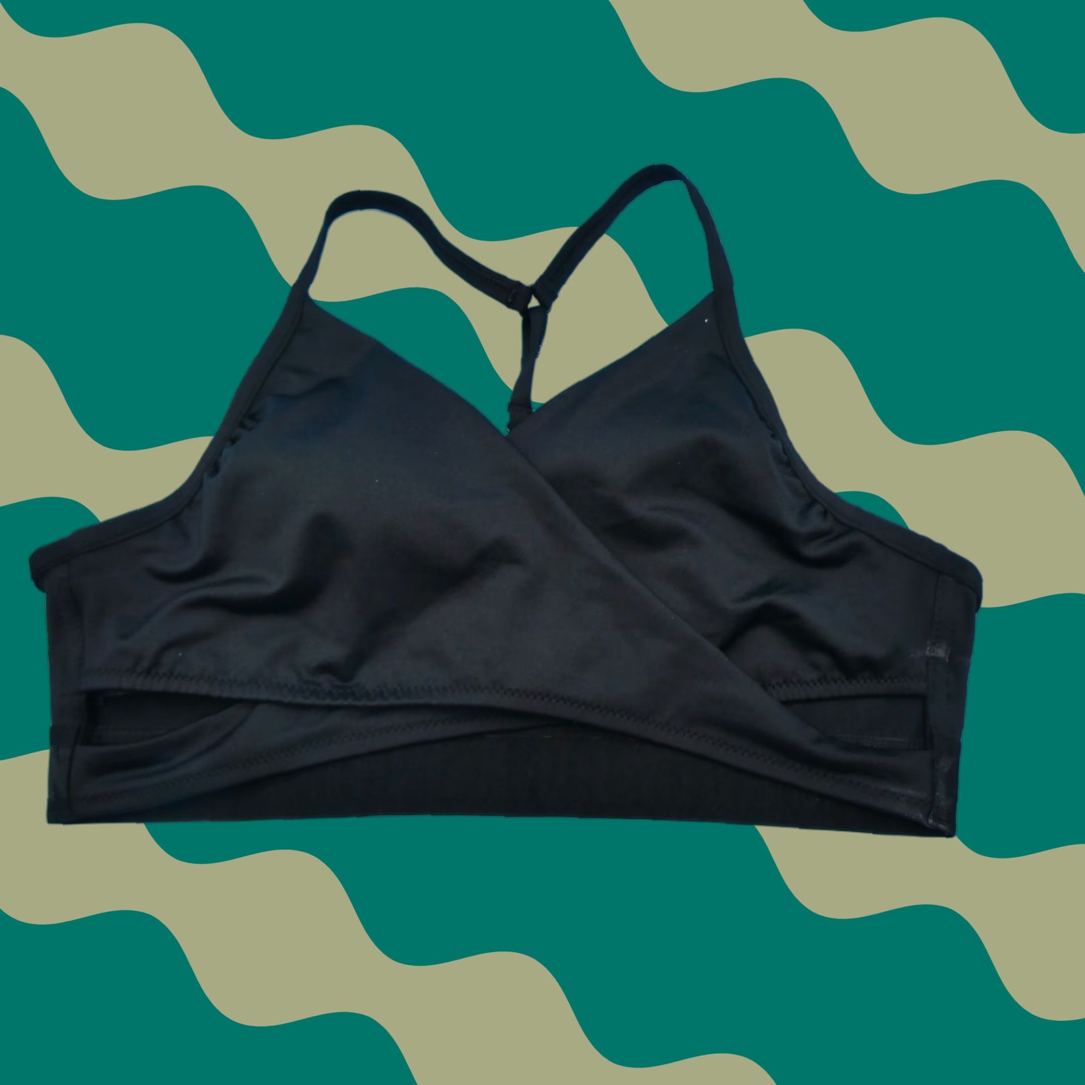 Victo ria's Secret Large Black Wrap Style Cutout Padded Lined Bikini Top Swimwear Shirt Women L Black D Cup Quick Dry Logo Straps 90s Beach