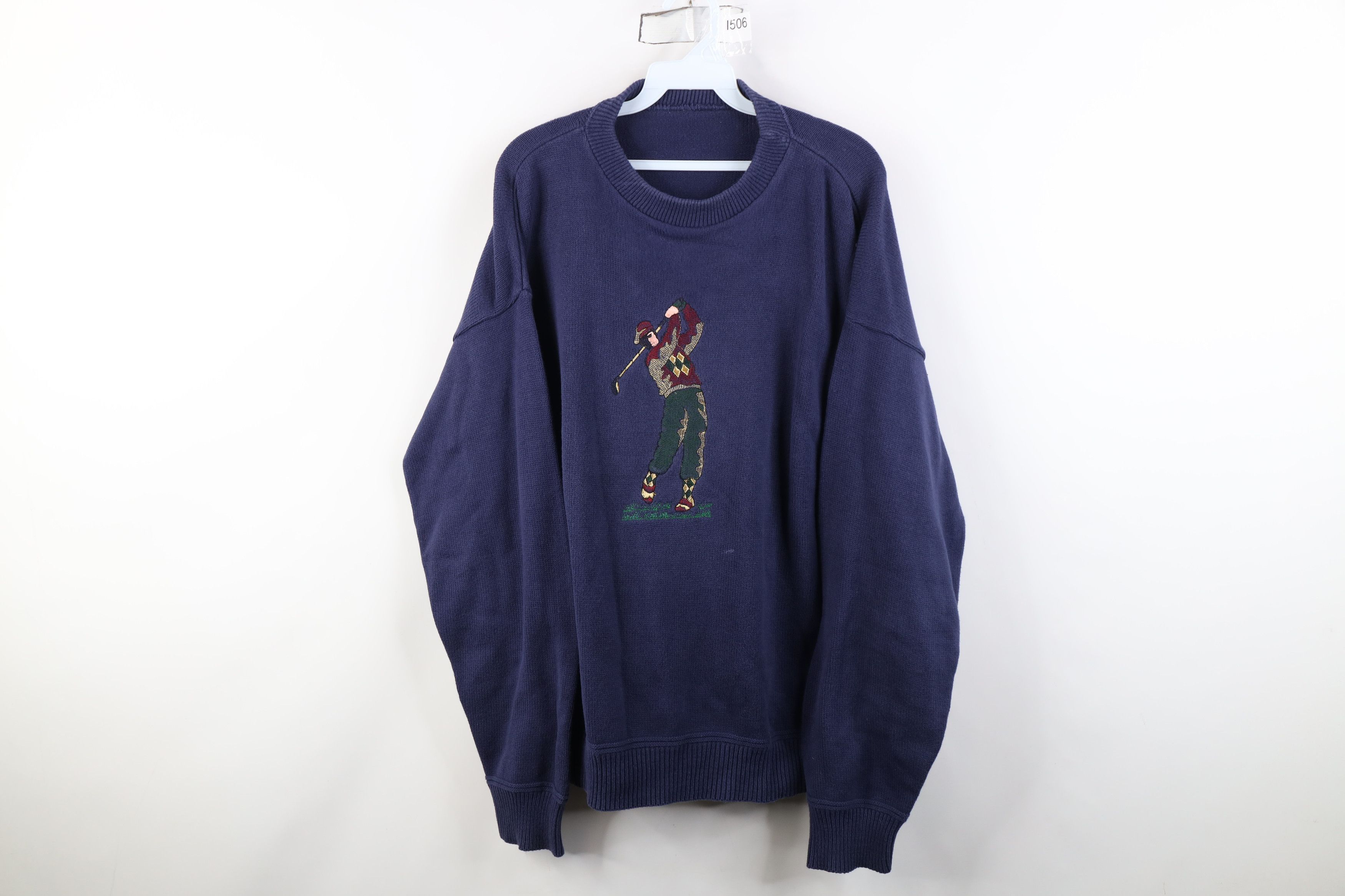 Vintage Vintage 90s Streetwear Golfing Knit Crewneck Sweater Blue Size US XL / EU 56 / 4 - 1 Thumbnail