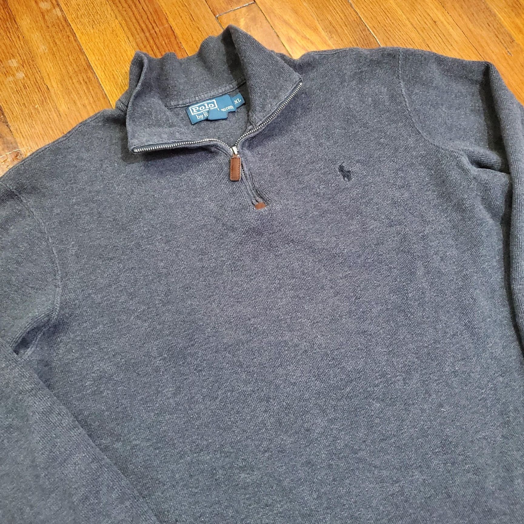 Polo Ralph Lauren Polo Ralph Lauren Sweater Mens XL Gray 1/4 Zip Mock Neck Cotton Pullover Knit Size US XL / EU 56 / 4 - 4 Thumbnail