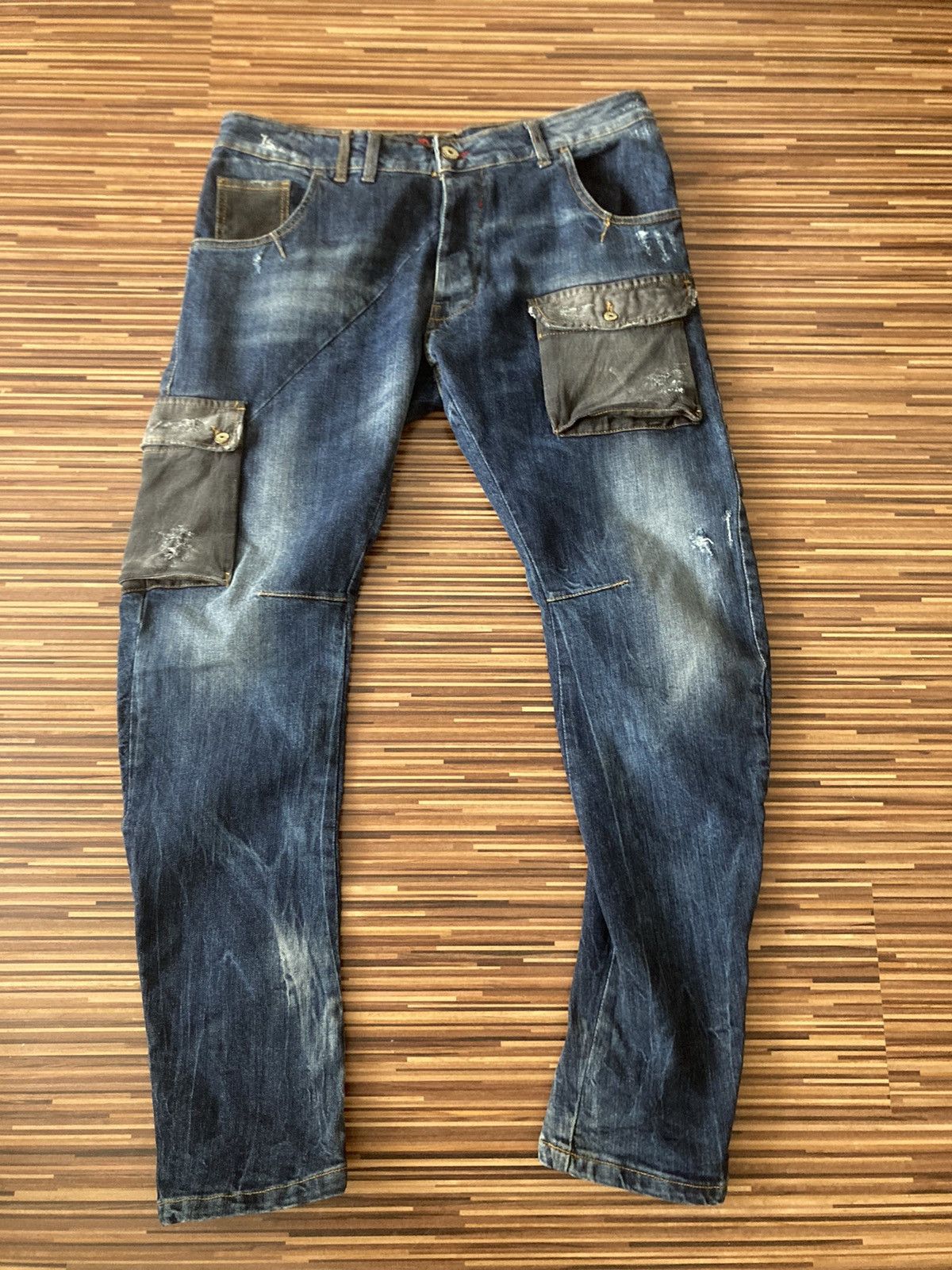 Image of Distressed Denim x Italian Designers Adamus Pants Trashed Denim in Blue, Men's (Size 34)