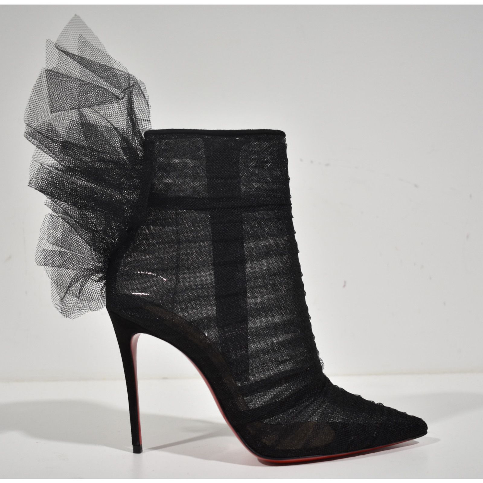 Christian Louboutin Christian Louboutin Libellibooty 100 Black Mesh Tulle Ankle Size US 4.5 / IT 34.5 - 2 Thumbnail